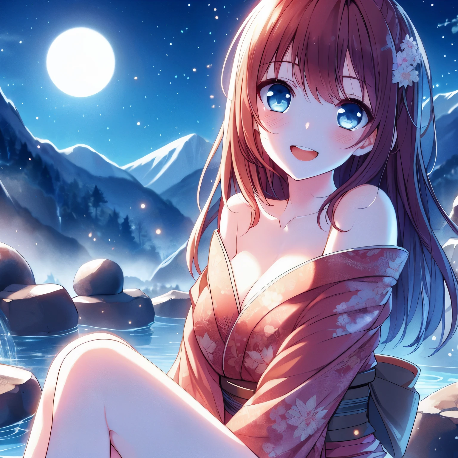 Anime girl sitting on a stone in the water at night, anime style 4k, night nucleus, anime wallpaper4K, anime wallpaper4k, 4k comic wallpaper, 4kanime wallpaper, Beautiful anime girl, hd anime wallpaper, anime art wallpaper 4k, Anime Art Wallpaper 4k, seductive anime girl, Beautiful anime, anime wallpaper