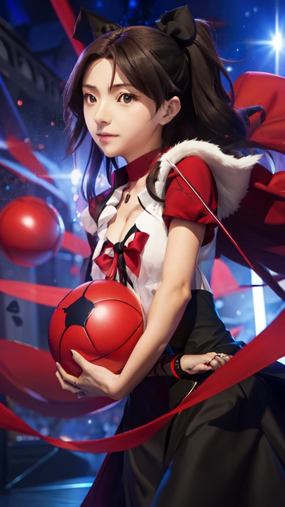 a woman in a black dress holding a red ball, little witch academia, official artwork, in style of cytus and deemo, fate stay night, fate / stay night, ufotable art style, anime style like fate/stay night, disgaea, anime cover, by Kamisaka Sekka, anime artwork, higurashi, official anime artwork