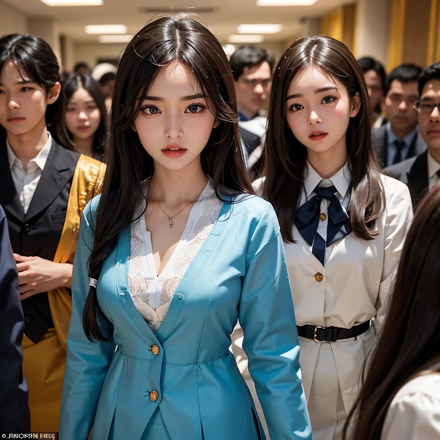 Students who had engaged in numerous encounters with multiple people, yet there was only one man before them. A sea of women surrounded the scene, each radiating happiness and contentment on their faces. One of them, a Thai girl, stood out at the age of fifteen. She wore her school uniform with the emblem proudly displayed on her chest. Despite her young age, her countenance carried a strong allure and an undeniable sense of horniness. The room was filled with an electric atmosphere, their eyes gleaming in the dim light, ready for the next encounter.
(Students: multiple), (People: numerous), (Encounters: had engaged in), (Man: one), (Women