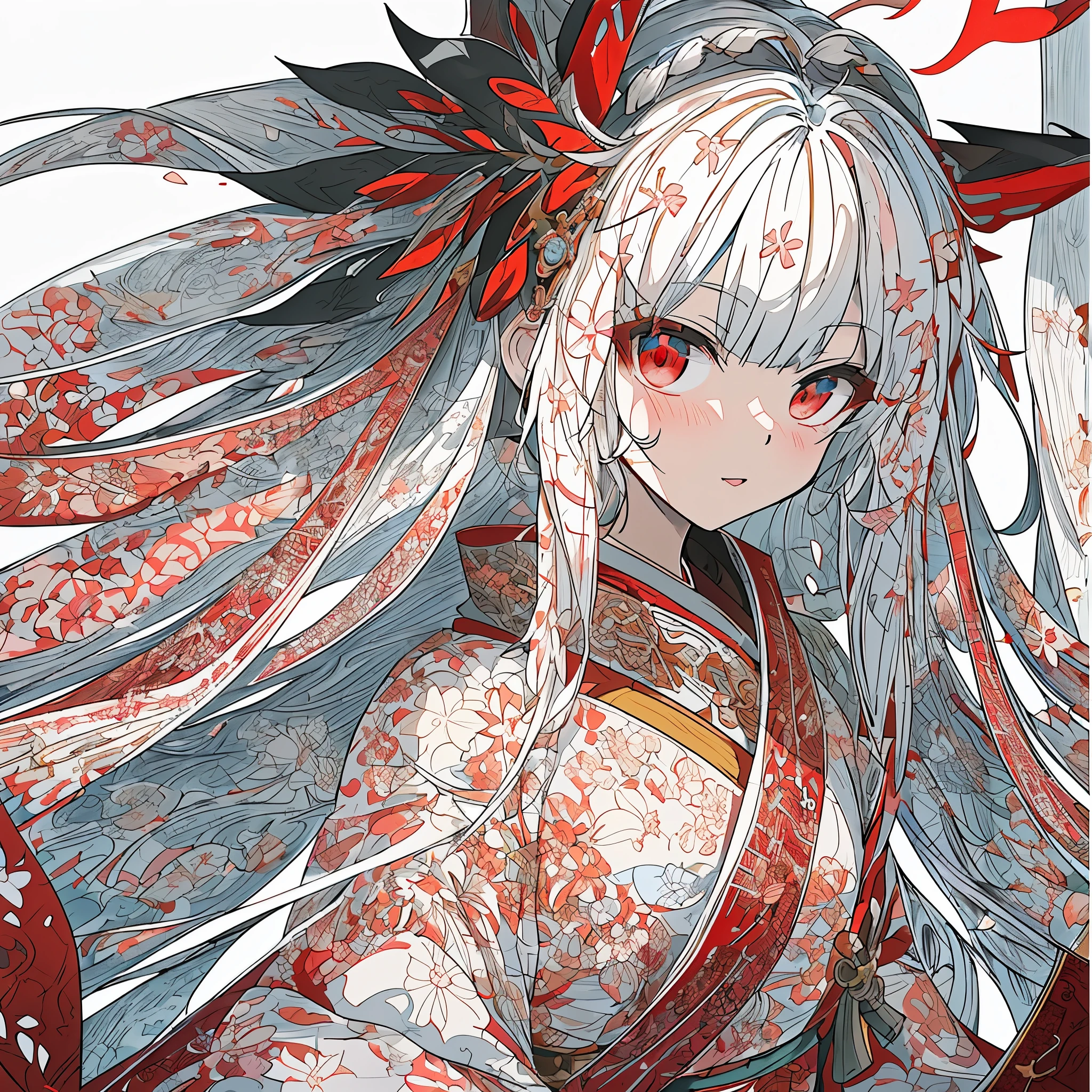 Anime girl in red and white long skirt, White-haired God, Onmyoji portrait, Onmyoji detailed art, Onmyoji, Popular topics on artstation pixiv, guweiz on pixiv artstation, Clean and detailed anime art, Digital art on pixiv, Guweiz on ArtStation Pixiv, Detailed digital animation art, from Arknights