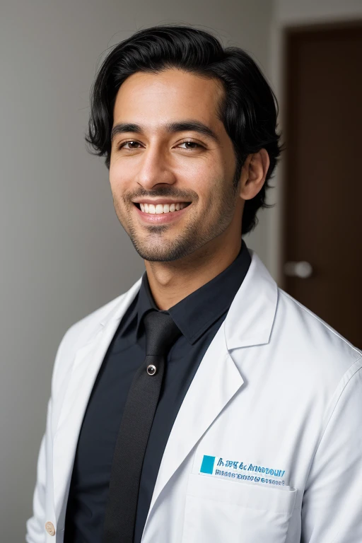 RAW photo in sequence, a photo of a young doctor in his thirties, ((selfie de perfil, sorridente)), cabelos pretos com algumas fitas caaindo, pele clara, wearing a bloodstained medical overcoat, sorrindo mischievously e olhando para fora, realista, hiper-realista, ultra-realista, cinematic.

This sequence of RAW photos depicts a young doctor in his thirties, smiling in a selfie profile shot. His black hair falls with some strands, and he has fair skin. Wearing a