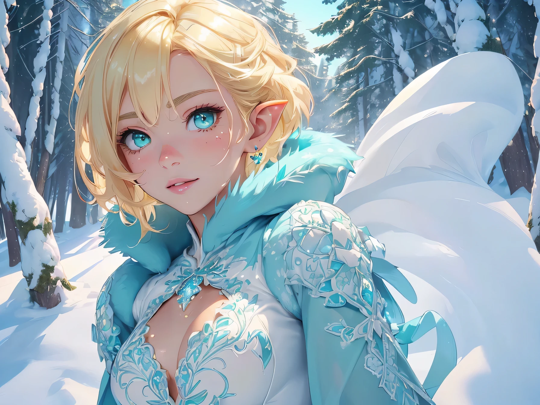 cute elf,((anime elf with extremely cute and beautiful blond hair)),((((blond hair:1.35,undercut blond hair,short hair,colored inner hair,ear breathing)))),(((green_eyes:1.3))),intricate eyes,beautiful detailed eyes,symmetrical eyes,big eyes:1.5,enchanting bright eyes studded with gold and silver dust,(((pinky skin,glowing_skin,lustrous skin:1.5,bright skin: 1.5,skin tanned,shiny skin,very shiny skin,shiny body,plastic glitter skin,exaggerated shiny skin,illuminated skin))),upward breasts,(detailed body,(detailed face)),cute,daring,zettai ryouiki,show skin,best relationship with four fingers and one thumb,((girl trembling with sexual climax))
Break (((aqua fur coat, aqua fur coat outfit, wearing a ice dress:1.3,aqua winter coat))), ((ice dress,elegant ice dress)),(white gloves,white clothes,(((intricate outfit,intricate clothes,embroidered outfit,ornate outfit,embroidered clothes,ornate clothes))),(dynamic pose:1.0),embarrassed,(centered,scale to fit dimensions,Rule of thirds),((snowy pine forest)),winter,scenery:1.25,((intricate scenery)),((snow forest background)),(Glossy winter ornaments),highres,sharp focus,(ultra detailed,extremely detailed),(photorealistic artwork:1.37),(extremely detailed CG unity 8k wallpaper),(((vibrant colors,vibrant theme))),(intricate),full body,(perfect body),standing,One woman.Forehead. Bob cut. Plain appearance. Talented. She is studying well. she is angry Wrinkles between the eyebrows. naked. Creampie. pubic hair. Semen is overflowing from her vaginal opening. Her pussy is being opened with both of her hands. Spread your legs. Raising her legs.