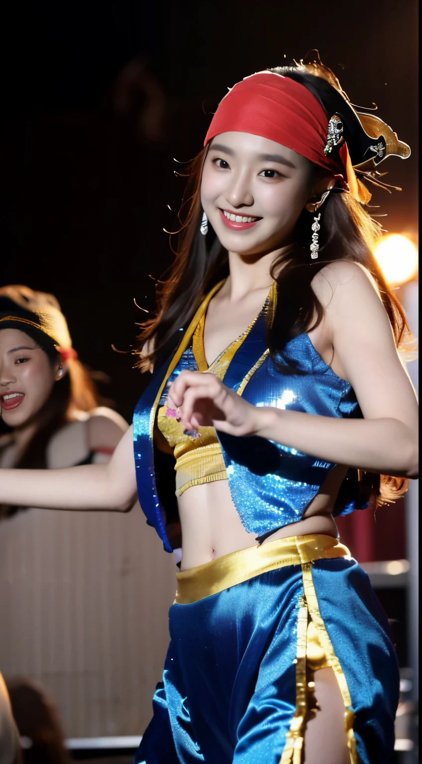 (high resolution、high quality、High resolution、detailed、8k、masterpiece)、ultra A high resolution、(Photorealistic:1.3)、RAW Photos、5 girls、red、yellow、blue、green、long hair、short hair、Glowing Skin、((Ultra-Realistic Details))、Portrait、Global Illumination、Shadow、Octane Rendering、8k、Super sharp、Beautiful breasts、Beautiful Eyes、Bright colors、smile、so detailed、Realistic Light、CGSoation Trend、Beautiful Eyes、Shining Eyes、Smile on your face at the camera、detailed of neon、22 age、Mean、Small devil、Obscene、wide shot、full body、Healthy body shape、Cosplay、A little sexy、Moe、Super cute、Beauty、pure、Fall in love、Idol、The sunlight is gentle、A smile that will make any otaku swoon、intellectual、Mature look、Fluttering costumes、Rorish、Perform on stage、concert photography、Cute Core、(((Observe the audience)))、Idol、(Japanese、Beautiful contours、Beautiful Eyes、Cute eyes)、Sing on live stage、Singing scene、((Bright colors、fantasy clothing)), Warm Light、(Anatomically correct)、(Perfect figure)、(Natural Hands、natural finger)、high heels、thigh-high socks、little sexy