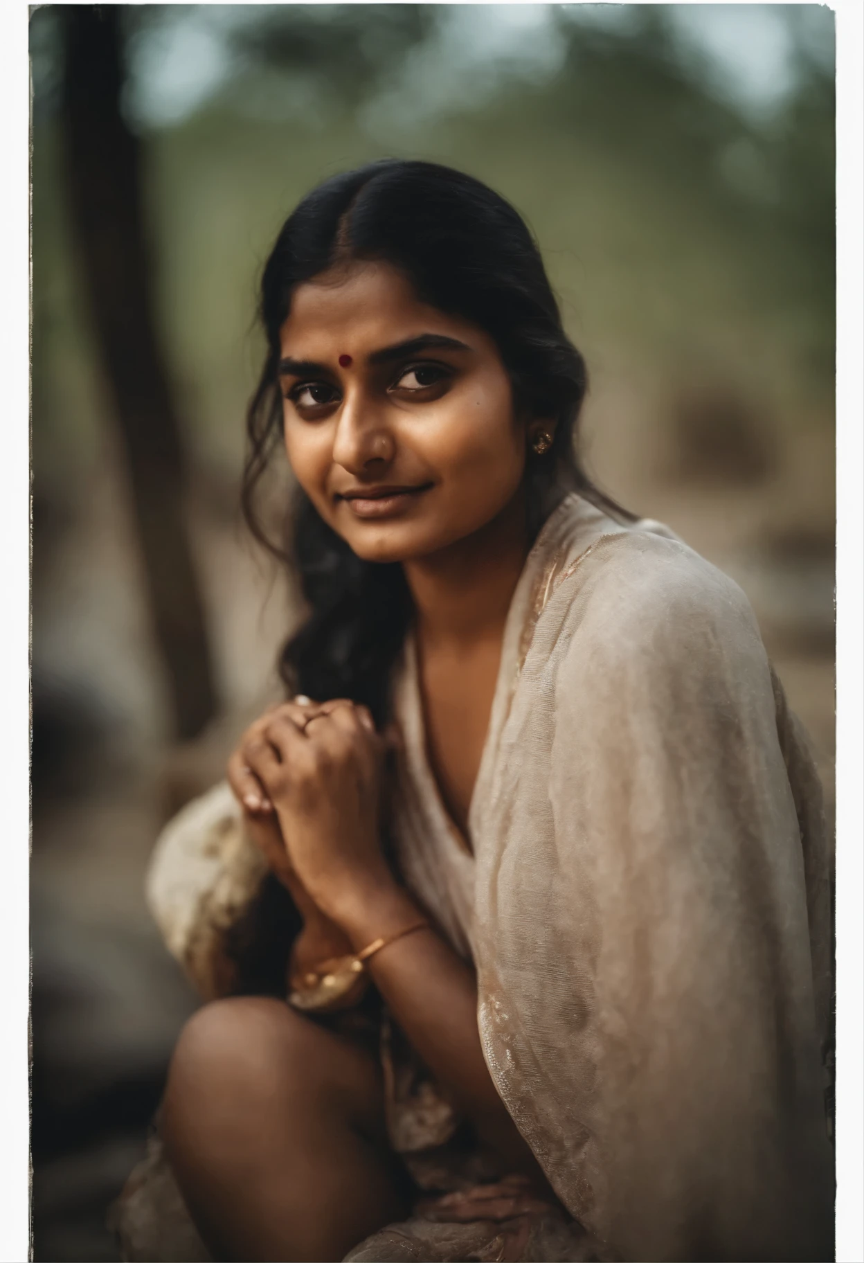 Hot spring outdoors enjoying Indian 20 years young girl