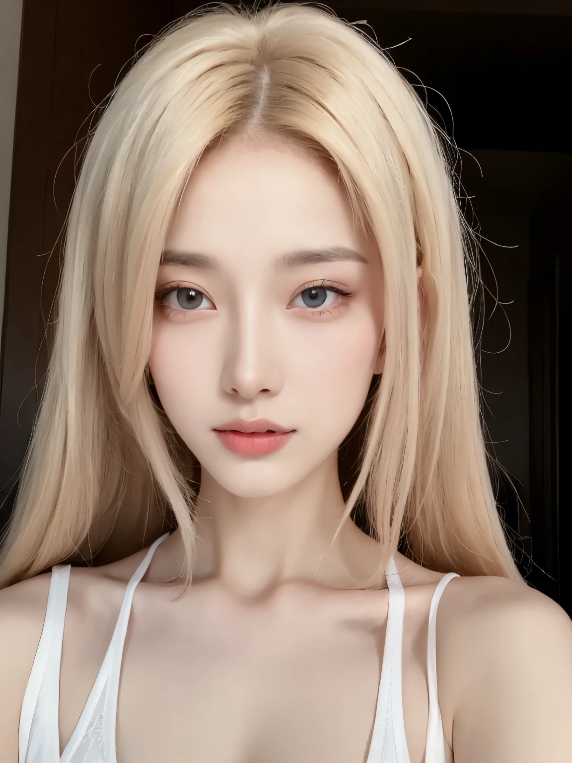 Beautiful woman with perfect body：1.4，layered hairstyle，prominent cleavage，Purple 2D costume：1.5，Highly detailed facial and skin textures，double eyelids，whiten skin，long white hair