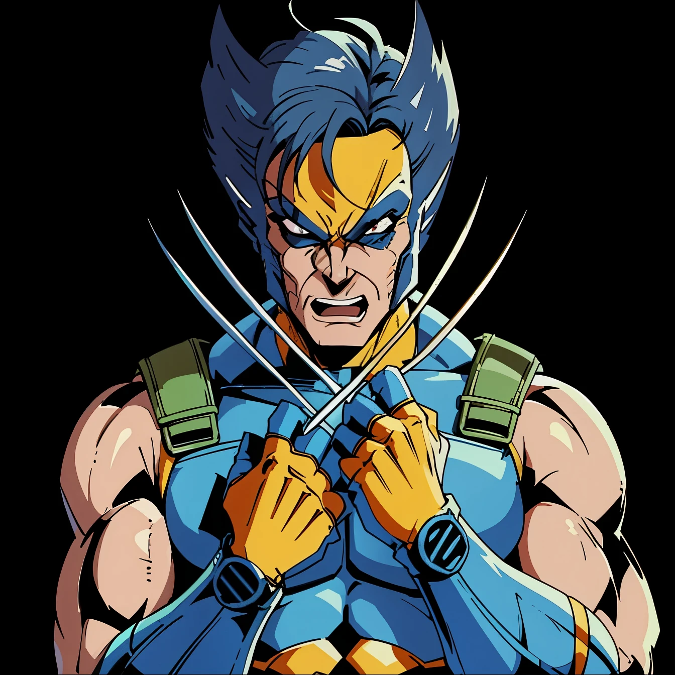 (((Wolverine）））,  ((X-men TaS Style)), retro artstyle,90s comic book style,Marvel Comics，X-men the Animated Series