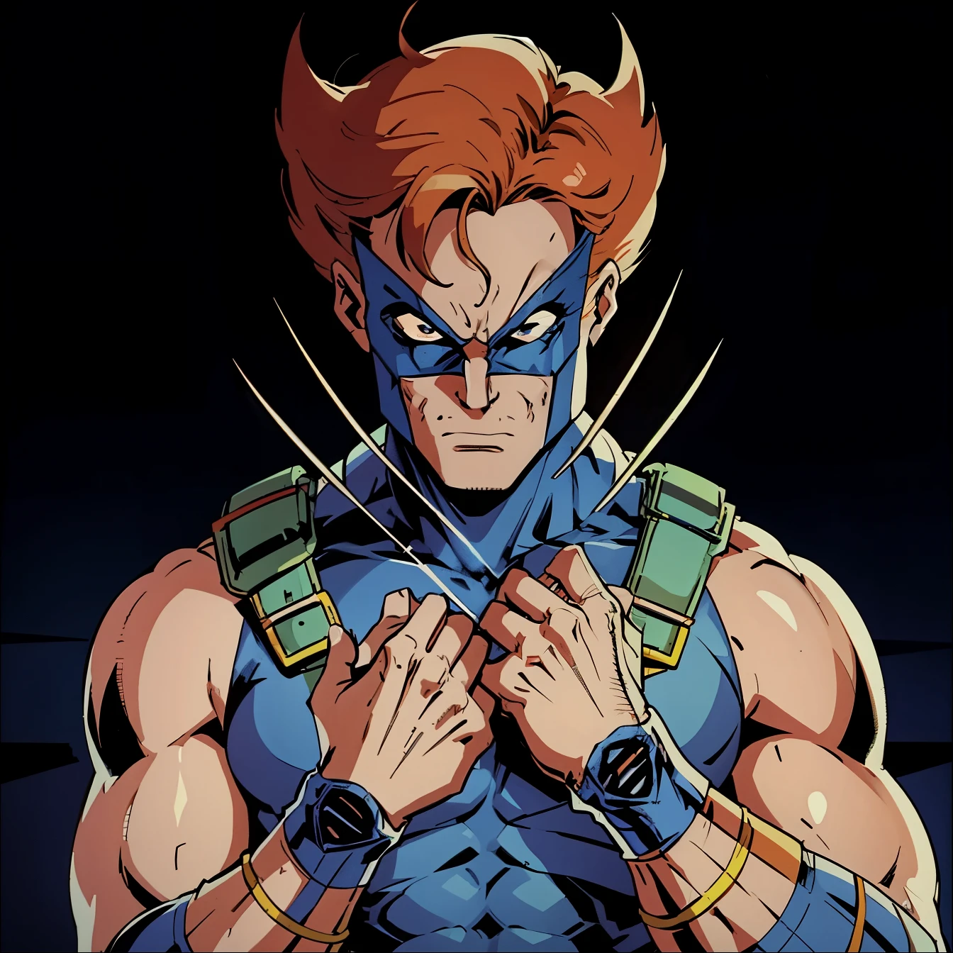 (((Wolverine）））,  ((X-men TaS Style)), retro artstyle,90s comic book style,Marvel Comics，X-men the Animated Series