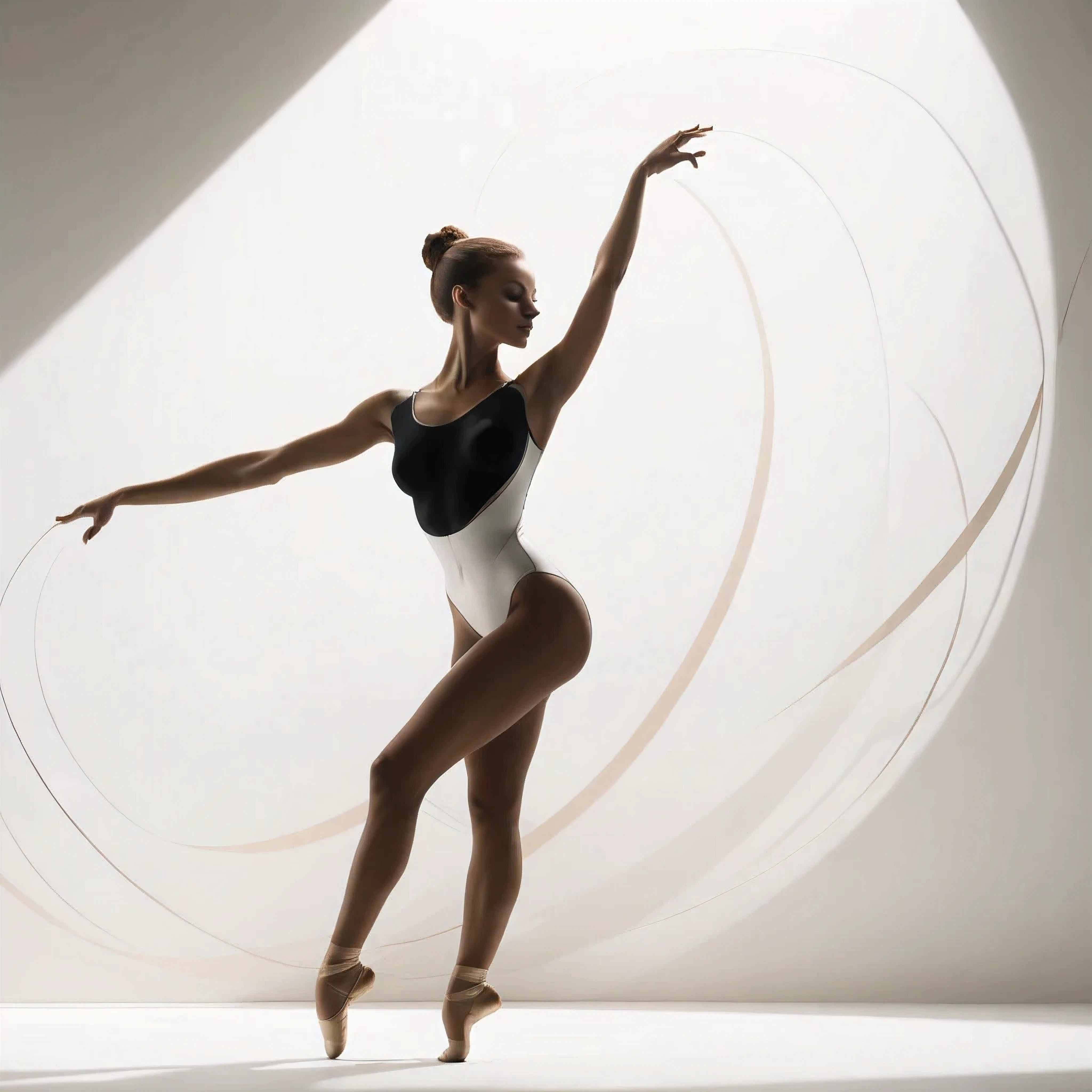 ((amazing choreography):1.13, ((very smooth lines):1.2); Express expressions and postures through ink contrast, The background is a simple. emphasize light, shadow and space. Drawing of Gymnast Beauty. Auburn hair, (Pixie hairstyle), ((fresh)), golden ratio face, perfect face, (attractive body), (fashion model body), wearing gymnast leotard, fine art piece, figurative art, Dress neatly. sexy painting, Wallop | (best quality, 4K, 8k, high resolution,masterpiece:1.2), Super detailed,(actual, photoactual, photo-actual:1.37).