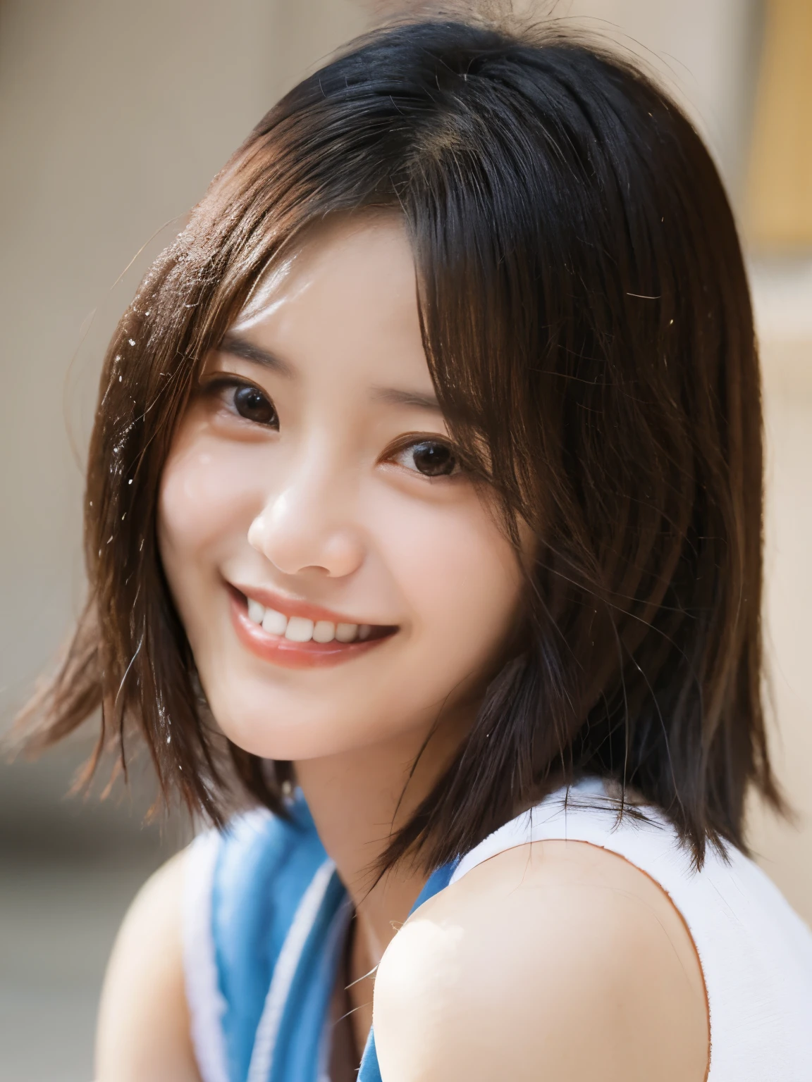 Pixie cut smile 