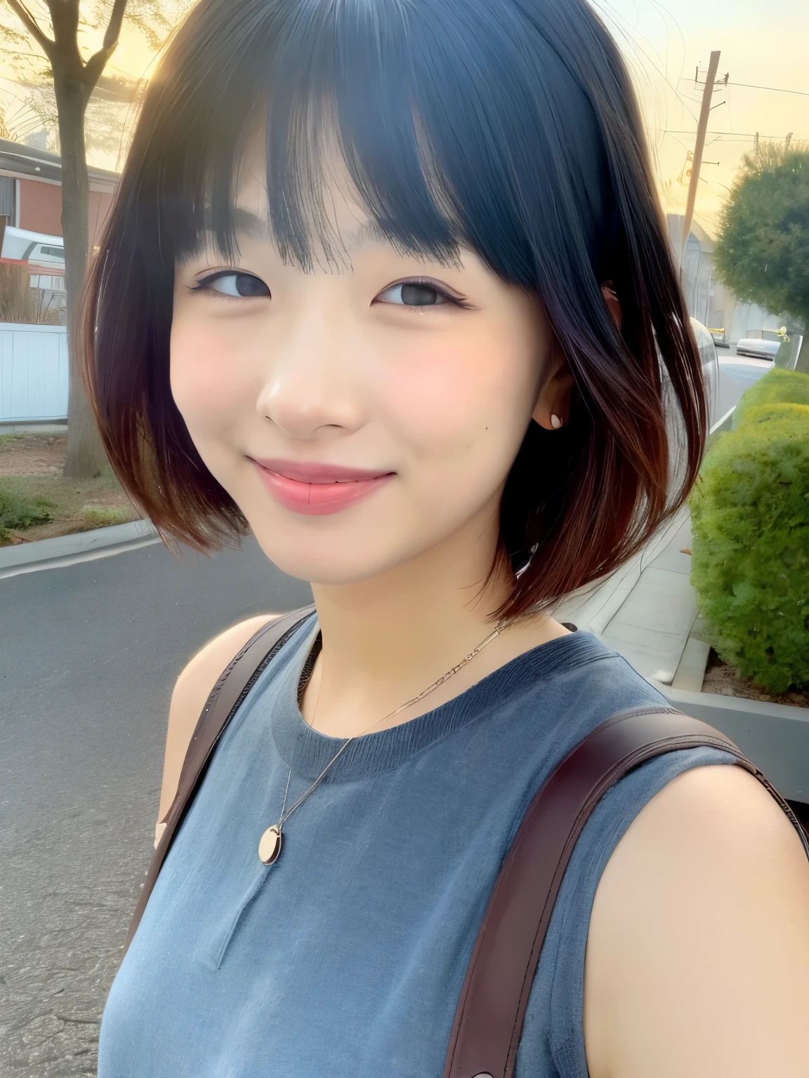 A woman with very, very short hair smiles very short hair
