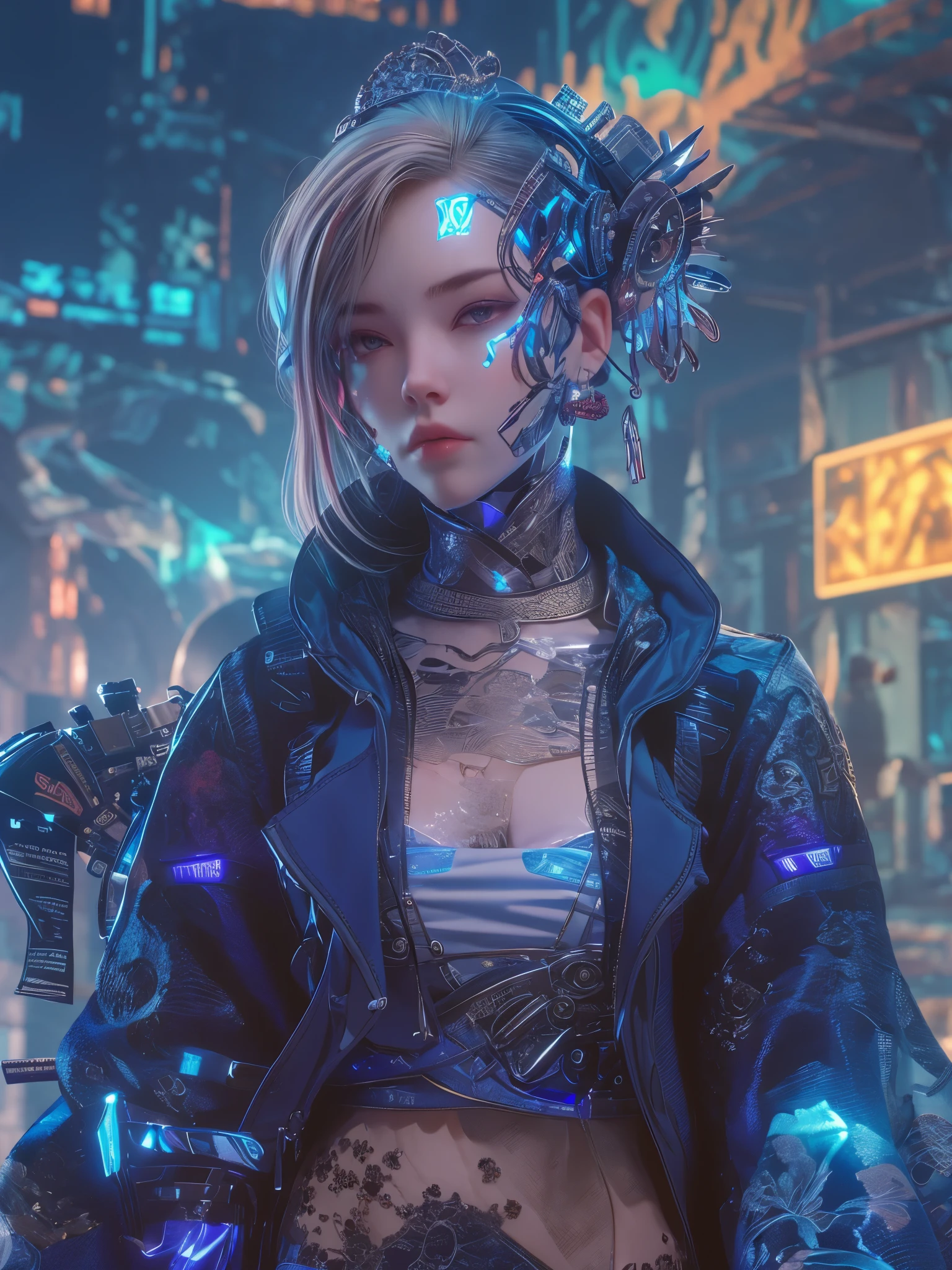 Cyberpunk beauty, 1girl