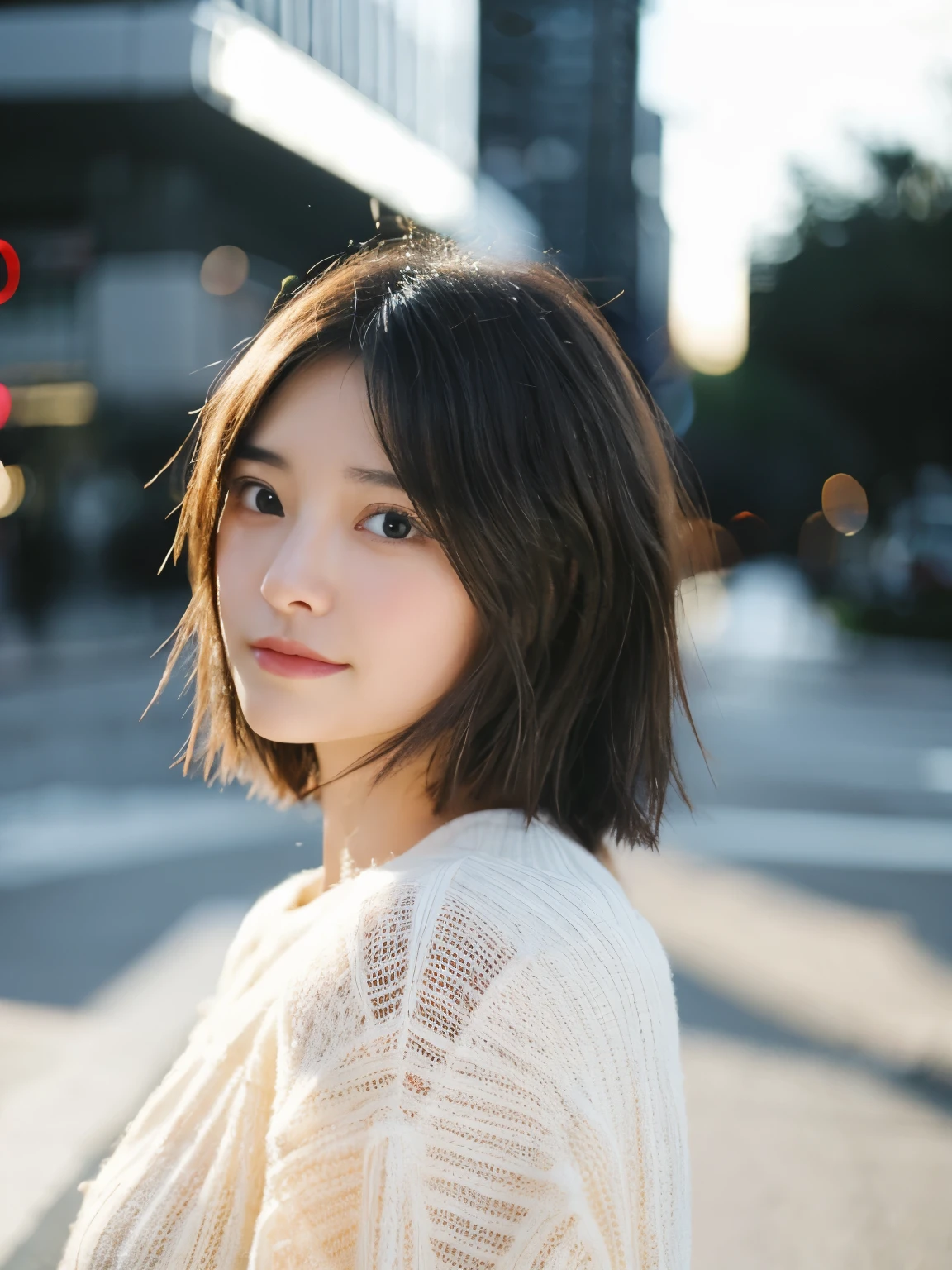 A woman with very, very, very short hair.