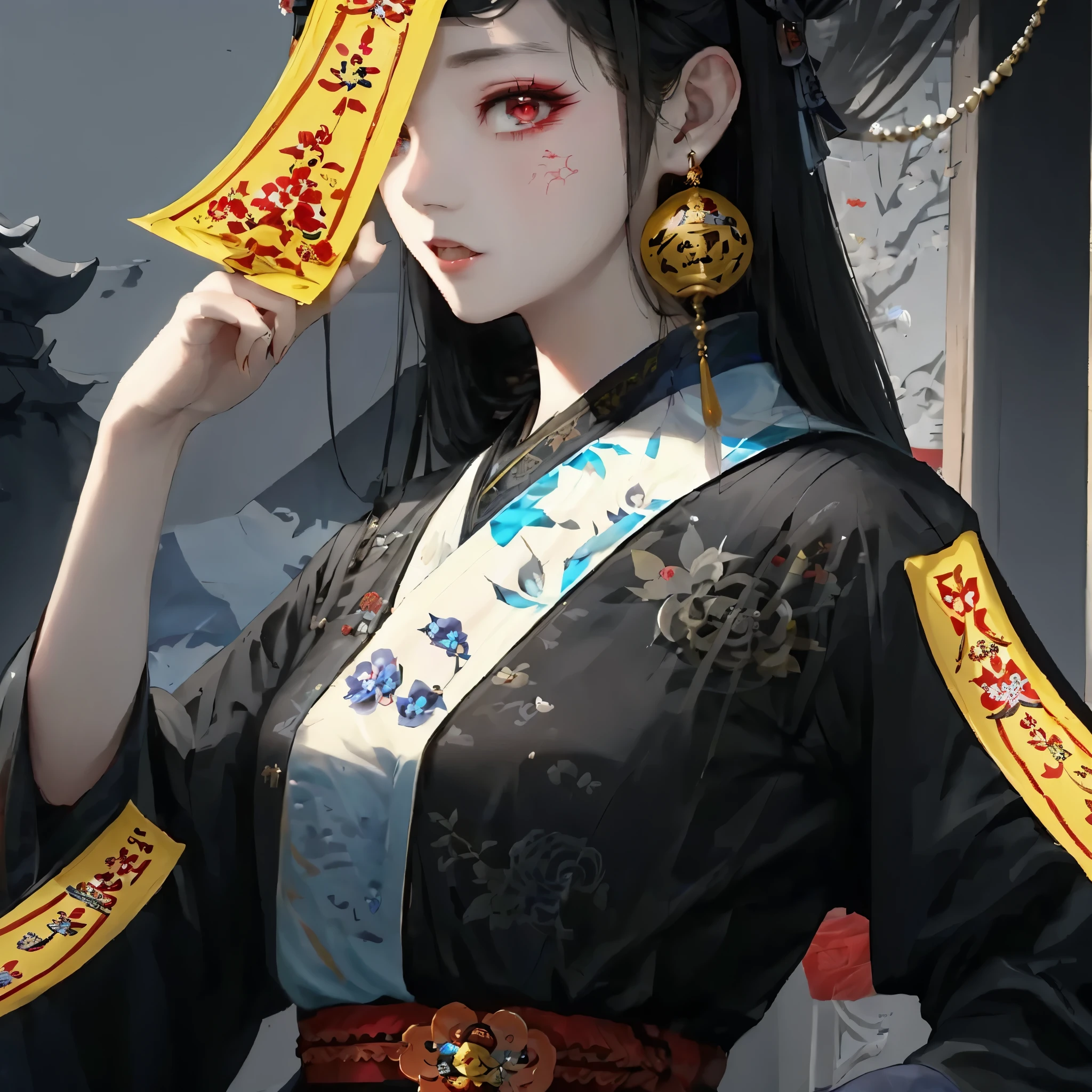 Anime girl with fan and dragon on her head, palace ， a girl in Hanfu, guweiz style artwork, Hanfu, guweiz, Onmyoji, Popular topics on cgstation, author：Yang Jie, Inspired by Lan Ying, Wearing ancient Chinese clothing, anime style 4k, Onmyoji detailed art, beautiful figure painting