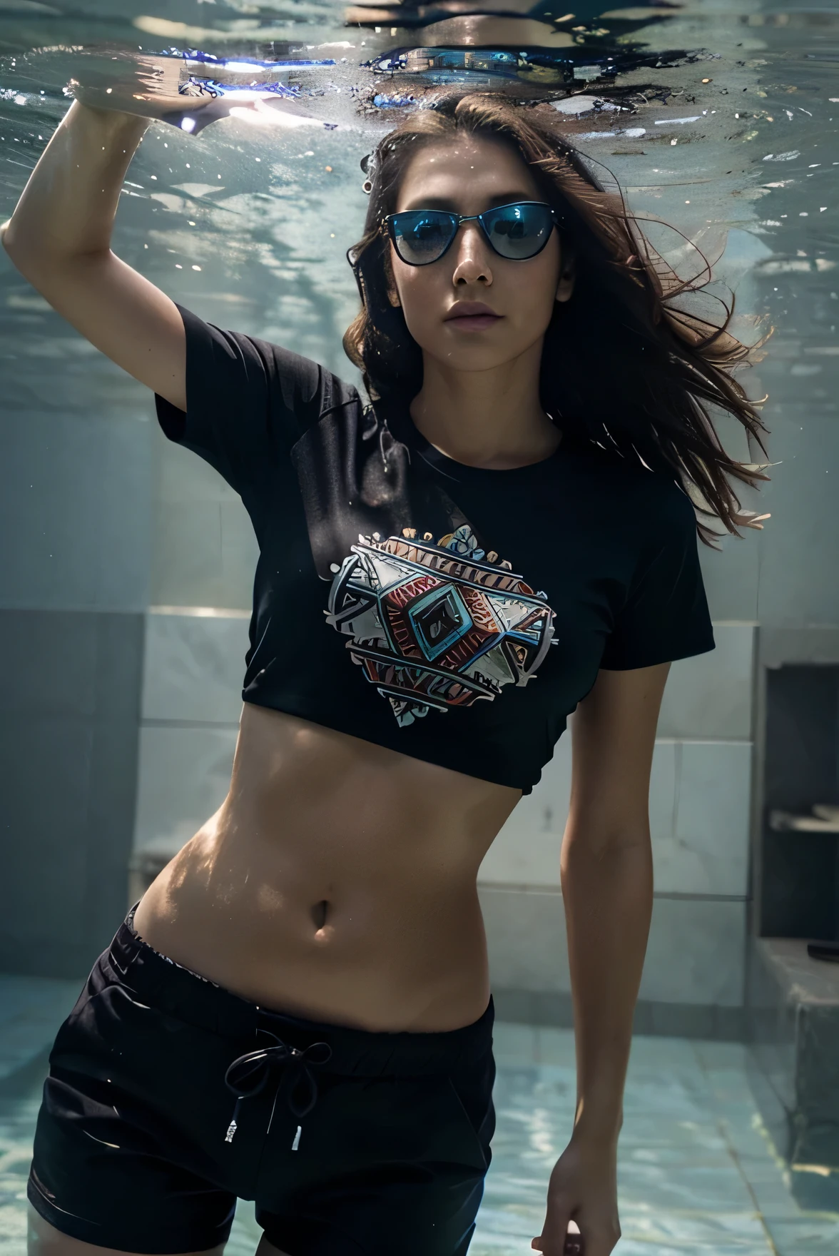 design a square for t-shirt underwater style with Aztec design
