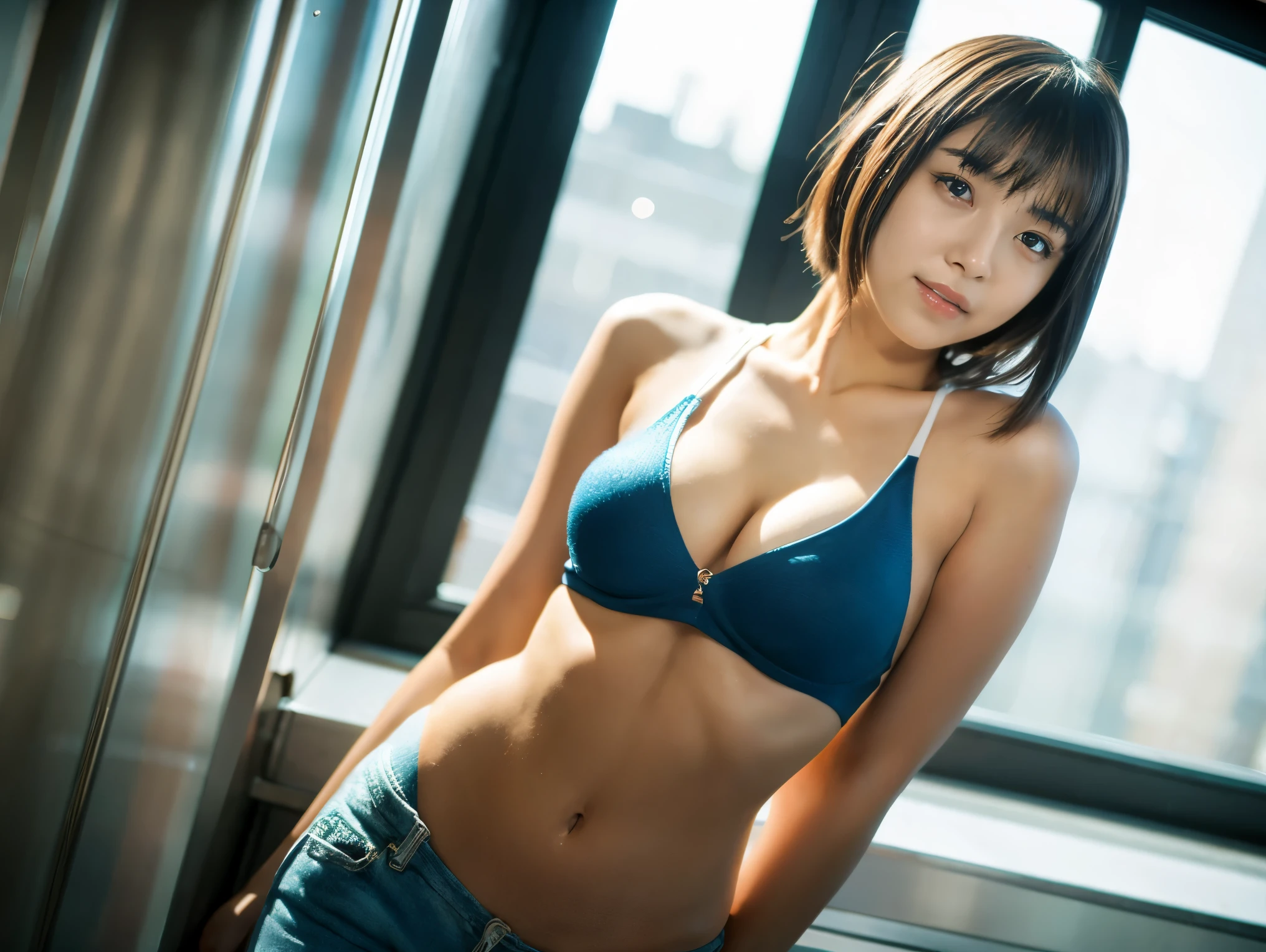 a pretty girl,Japanese,20 yo,cute face,cute eyes,shiny skins,(narrow shoulder and waist:1.1),thin legs,smile,huge breasts,
deviantart,artstation,professional photography,concept art,