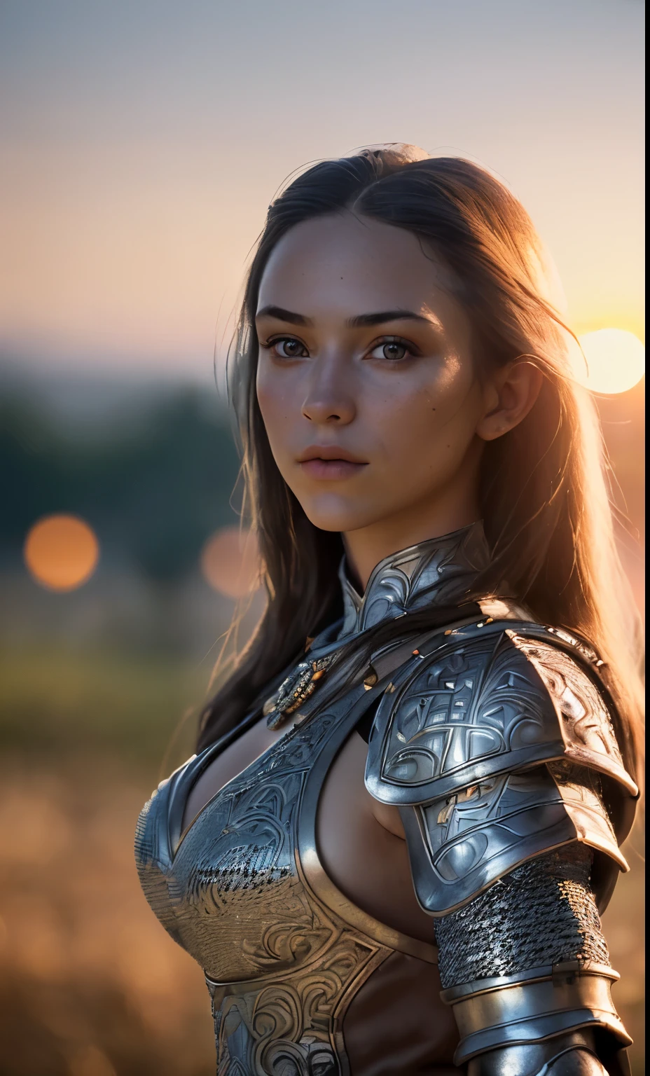 (masterpiece), (extremely intricate:1.3), (realistic), portrait of a girl, the most beautiful in the world, (medieval armor), metal reflections, upper body, outdoors, intense sunlight, far away castle, professional photograph of a stunning woman detailed, sharp focus, dramatic, award winning, cinematic lighting, octane render  unreal engine,  volumetrics dtx, (film grain, blurry background, blurry foreground, bokeh, depth of field, sunset, motion blur:1.3), chainmail