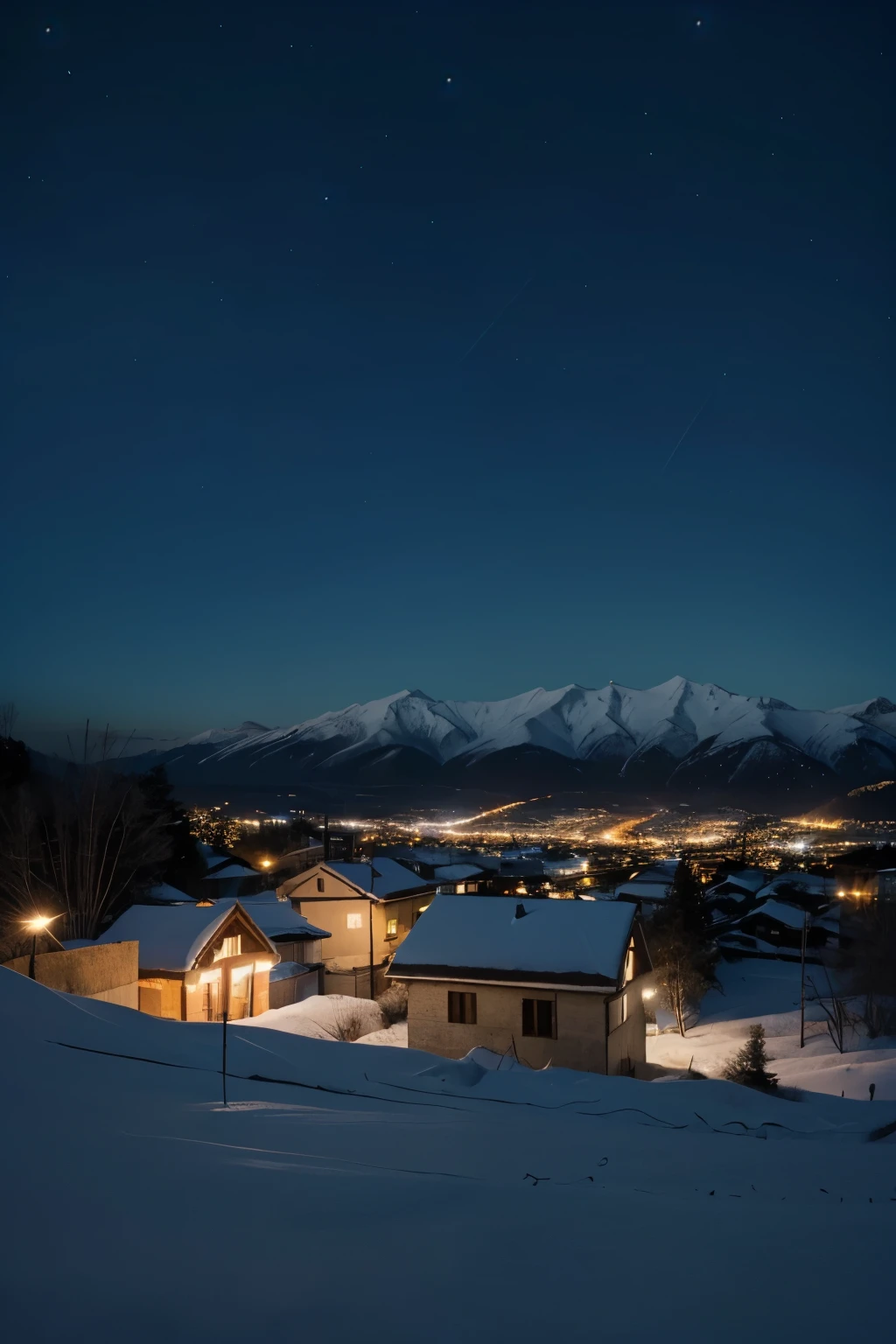 criar paisagens 1080x1920 na neve de noite