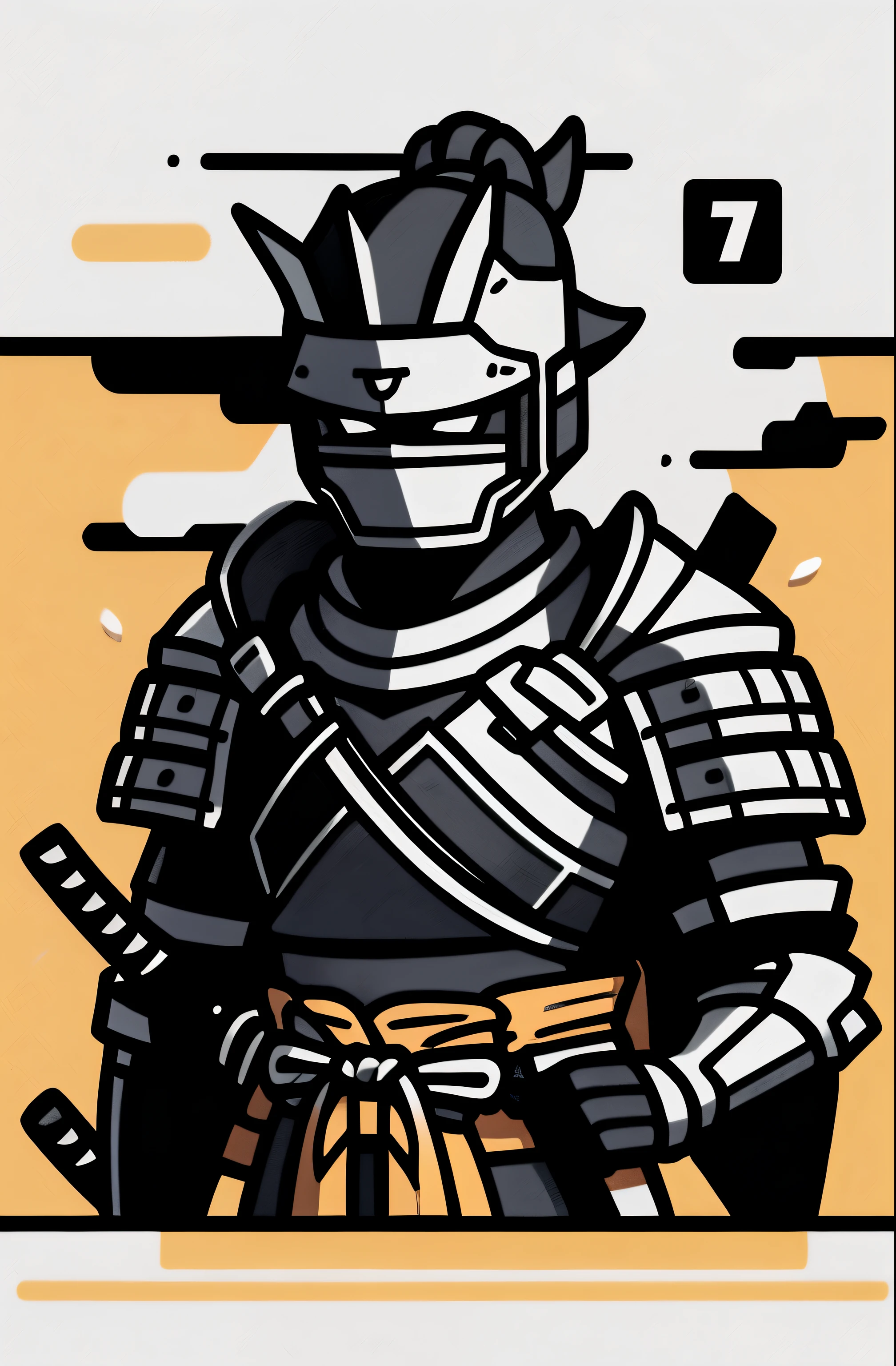 Samurai wearing armor, Katana 