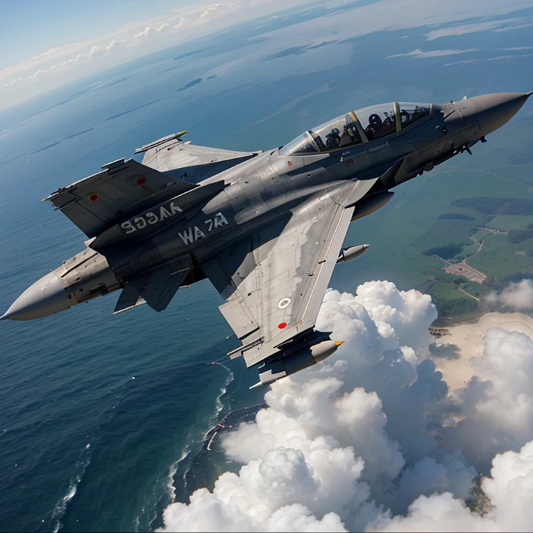 Realistic depiction of a fighter jet in action.