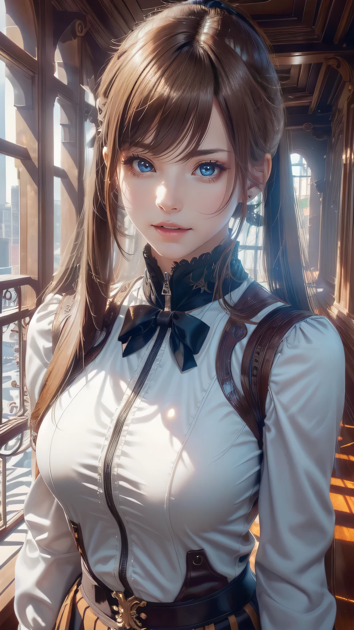 (random sexy pose),extreme close up,1 girl,(highly detailed skin),winding,,beautiful胸,(big breasts),white skin,pointed chest,erect nipples,(fantasy art,best image quality,surrealist portrait,(8k),Super realistic,最high quality, high quality, High resolution, high quality texture,high detail,beautiful,Detailed,Very detailed CG,detailed texture,realistic expression of face,masterpiece,sense of presence,dynamic,bold),ponytail,(super thin hair),(super soft hair),(ultra straight hair:1.5),long flowing bangs,extra light coppery amber hair,hair above one eye,dressed,school uniform