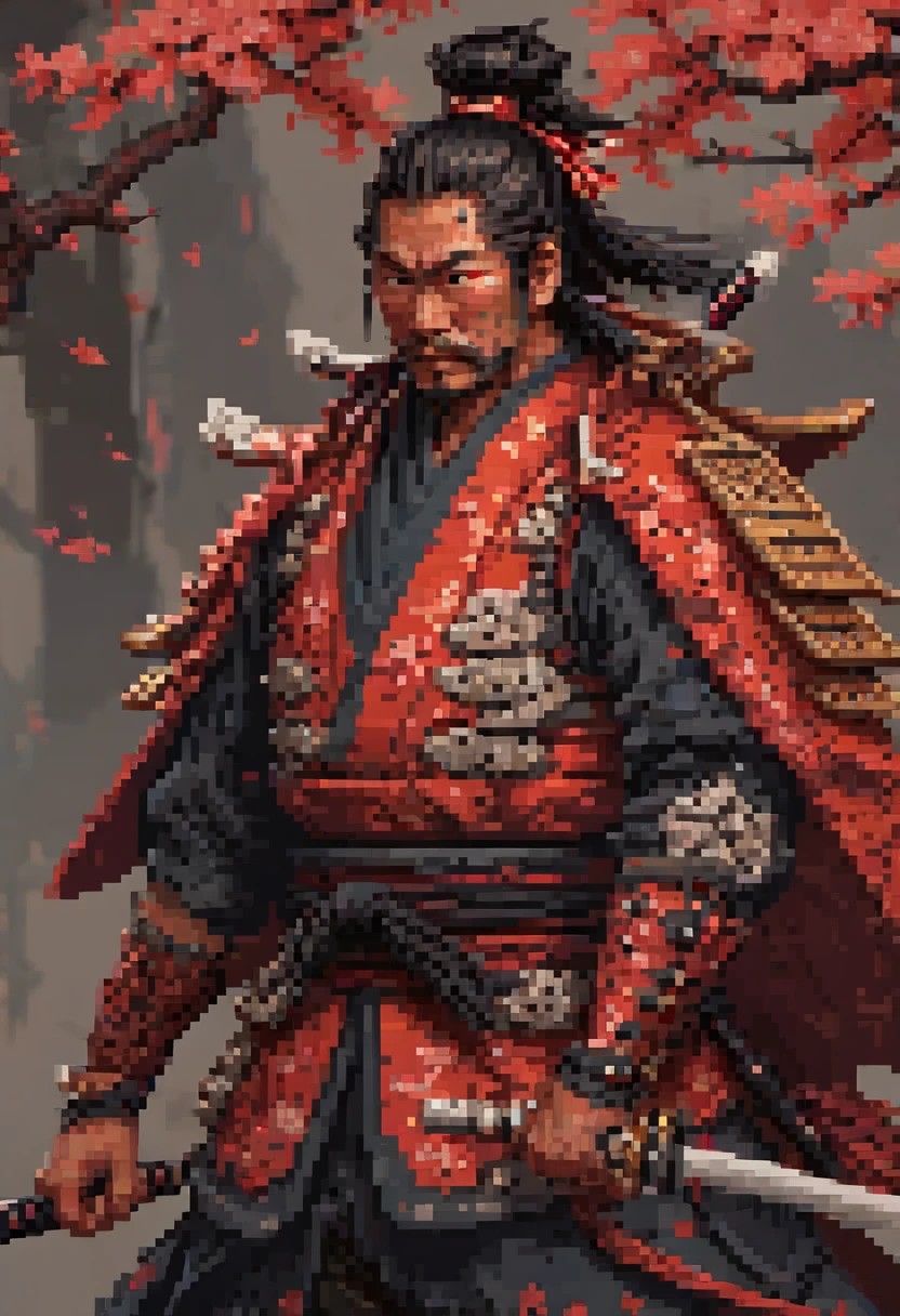 samurai, Pixel Art, (best quality, masterpiece, Representative work, official art, Professional, Ultra intricate detailed, 8k)