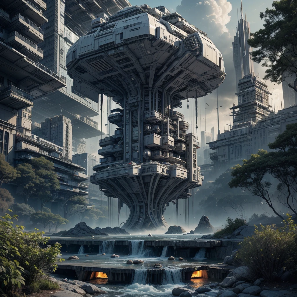 unreal engine:1.4,UHD,Best quality:1.4, fotorrealist:1.4, Masterpiece:1.8, unearthly, , Colonization of a new planet, gloomy atmosphere, a lot of alien vegetation, Intricate flowers, Alien Creatures, wild atmosphere, aggressive environment, amazing, stunning artwork. (Best quality,4k,8K,A high resolution,Masterpiece:1.2), ultra detailed ,(realist,fotorrealist,fotorrealist:1.37),HDR,UHD,Studio lighting, Ultra-thin paint, sharp focus, physically based representation, very detailed description, professional, Bright colors, fantastic city, The capital of the empire, mega tall skyscrapers. space towers for mooring star cruisers, pierce the sky, Bright city lights, the river pierces the city, waterfalls in city gardens, mega high waterfalls, who never sleeps. In the middle of a bustling cityscape, Famous high-tech pyramid style architecture, Its architectural wonders are embodied in a futuristic style.. When the hovercar glides easily through the air，Город full of life，full of life。，full of life。，full of life。，full of life。。, Modern technology blends seamlessly with traditional Arab luxury urban structures.. This is an amazing piece of art, Use Pixai, to bring powerful AI models to life, Showcase the limitless creativity and possibilities of our imagination. Experience the future of cityscapes at Pixai，Immerse yourself in the ghostly world of art, deep  chasms filled with lava, lava falls, fire and smoke, A transport spaceship is moored to the spaceport terminal
