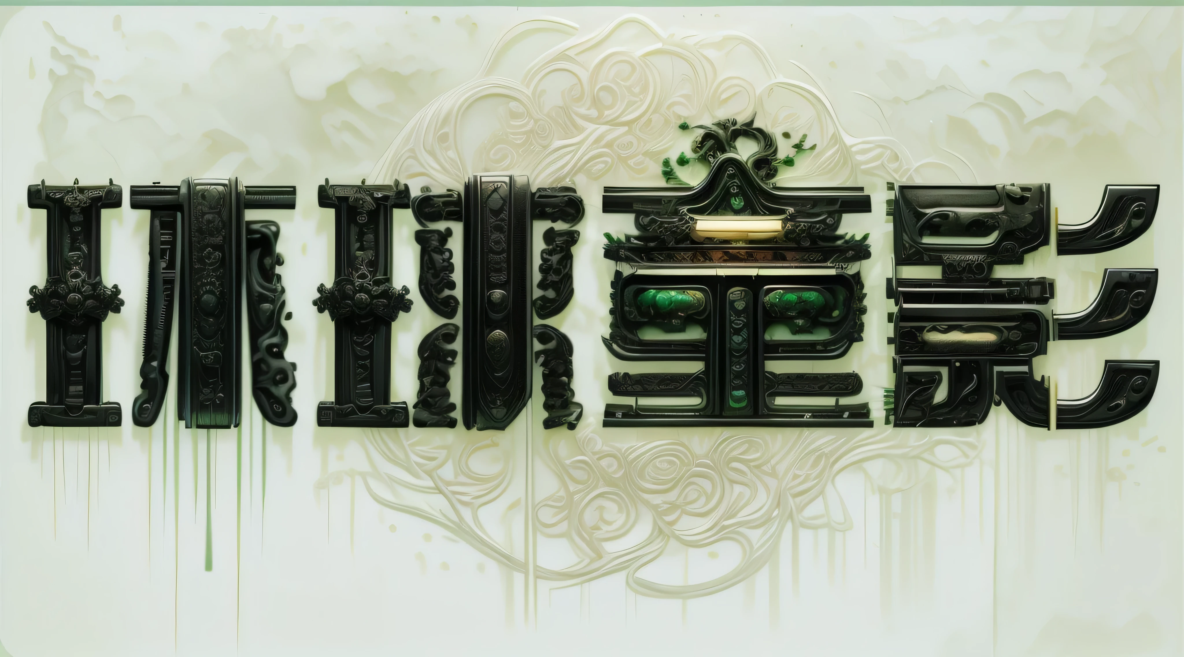 simple pure black background,masterpiece,best quality,Ultra-fine jade jewelry,High quality fantasy art, glow within, beautiful statue,shine, beautiful chinese pattern,sunshine,Jade full of gold,Engraving pattern,pearl