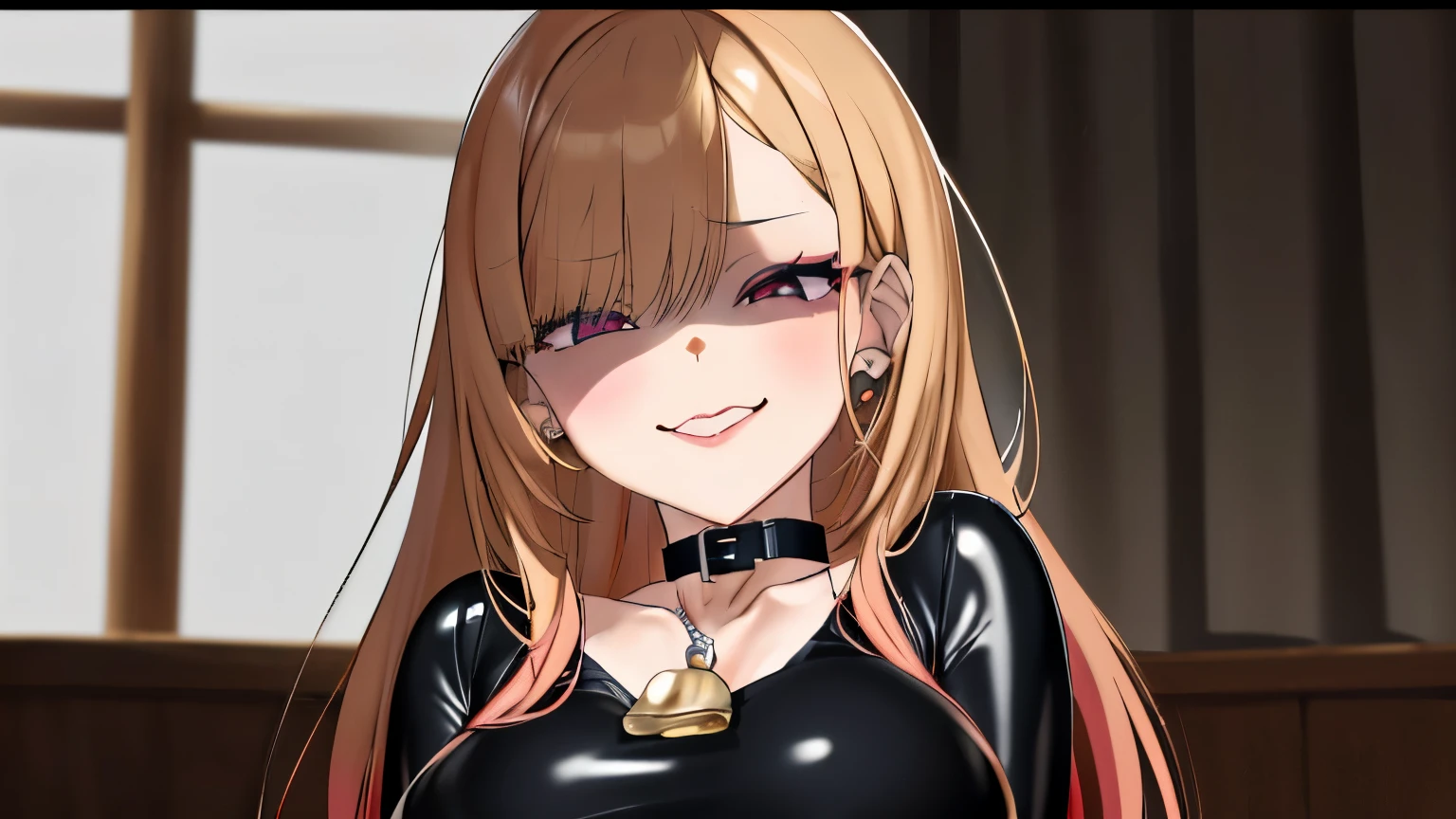 (8K, top-quality, masterpiece:1.2), (Super Detail), (One girl,), (Highly detailed), (beautifully detailed eyes), (the highest of quality), (super detailed ), (masterpiece), (Detailed face), ((pink hair)), medium breasts, BREAK, (shiny black and red:1.2), (rubber suit:1.2), (tight:1.2), (turtleneck:1.2), (long sleeves:1.2), (high-waisted:1.2), (slit on chest:1.2), (slit on thigh:1.2), (zippers on cuffs and hem:1.2), (black high heels:1.2), (silver hoop earrings:1.2), BRAKE, (upper body to thighs:1.2), (long wavy pink hair:1.2), (smiling:1.2), (facing forward:1.2), (sitting on sofa:1.2), (right leg over left:1.2), (table with wine:1.2), (white background:1.2), (soft lighting:1.2), BRAKE (sweat:1.5), (steam:1.2), (masturbation:1.2), (girl trembling with sexual climax:1.1), (looking at viewer:1.3), (open mouth:1.2), (aroused smile:1.2), (Chains that cling to the body: 1.2), (Collar: 1.3), (Bracelet: 1.3)
