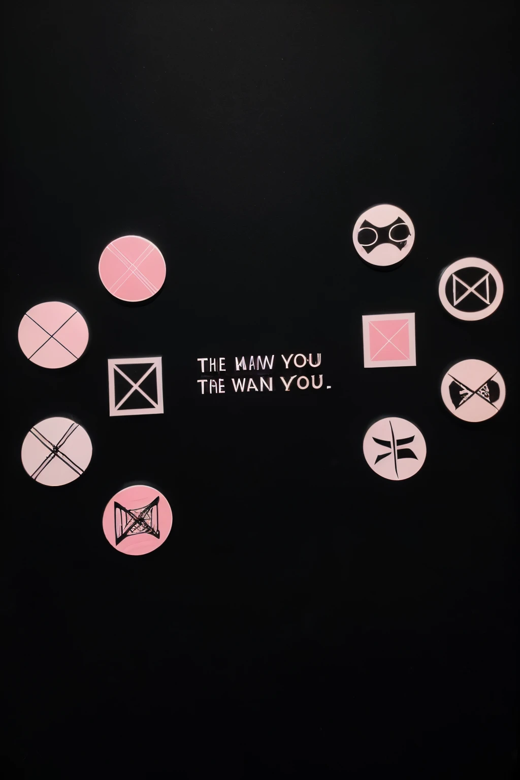 abstraction on a black background", "geometric stickers", "minimalism with dark background", "black stickers with pink accents"."and words in small font "by d_.0._.o._.0._.o._.0._a" in the lower right corner  " without people 