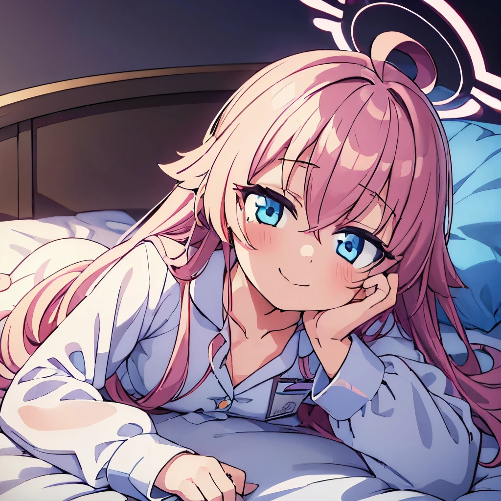 ((muste piece)), ((best quality)), (Super detailed), anime style etc.,peeing on the bed, pretty girl, 1 girl, solo, ((beautiful eyes)), shy smile,pajama00, 