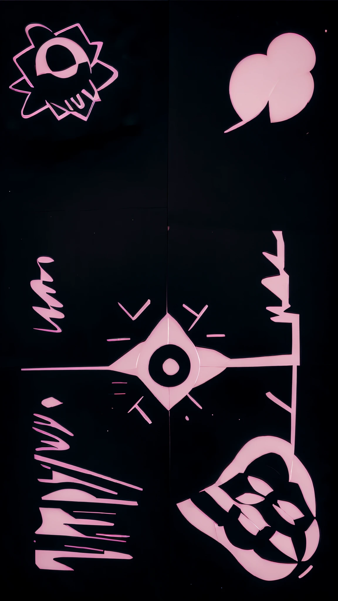 abstraction on a black background", "geometric stickers", "minimalism with dark background", "black stickers with pink accents". And the inscription d_.0._.o._.0._.o._.0._a. Faceless