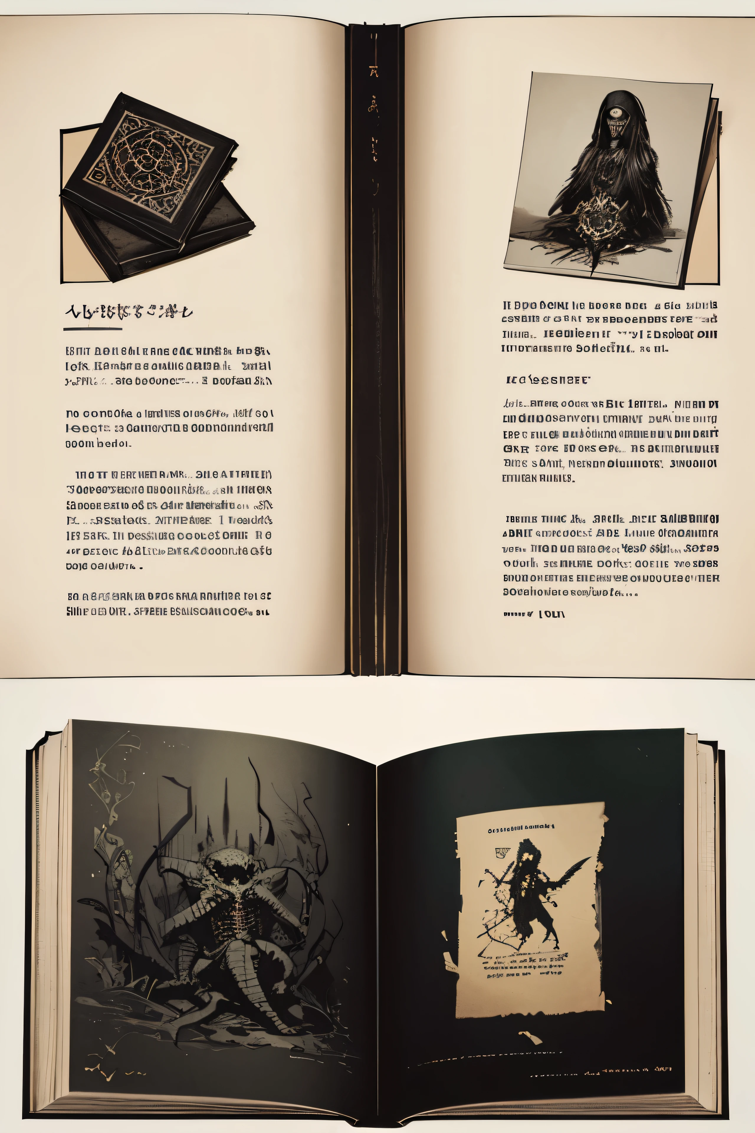 drawing on yellowish paper, (ominous symbols), Sinister creature, beyond consciousness, defy logic, Black lines, (description in unknown language), call page, (illustration of an infinitely terrible creature), (sketch illustration of dangerous abomination), description of the summoning ritual, ((a page from the Necronomicon)), (black-and-white drawing), entire page in unknown horror symbols, page of the book of the dead, (old book), yellow page from old age, ((a lot of unknown text))