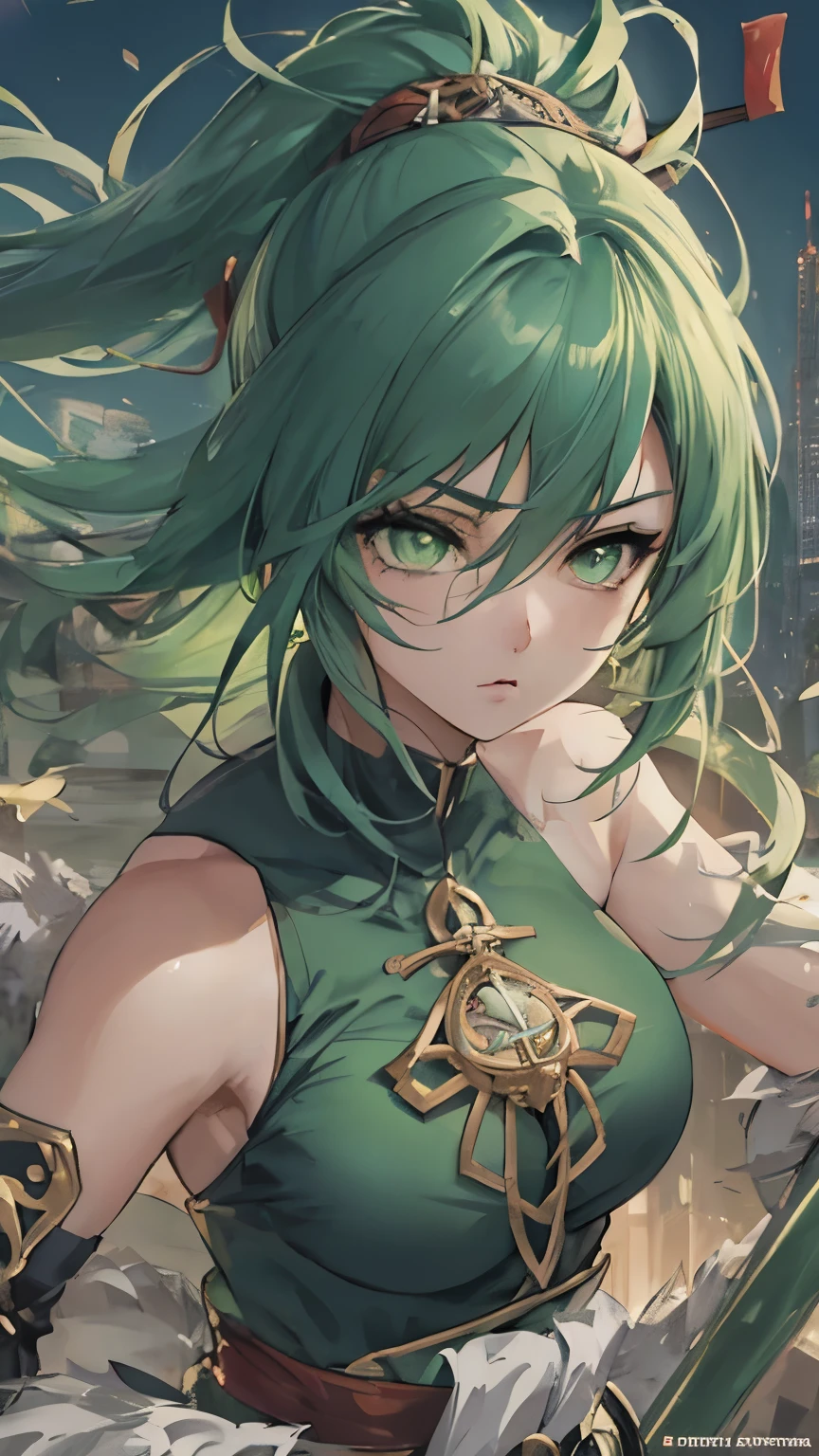 anime com cabelo verde e olhos verdes em uma cidade, estilo anime 4k, badass anime 8 k, artgerm extremamente detalhado, 4K manga wallpaper, garota anime sedutora, muito quente, artgerm 4k, Papel de parede de arte anime 4K, Papel de parede de arte anime 4k, portrait of a female anime heroine, Papel de parede de anime 4K