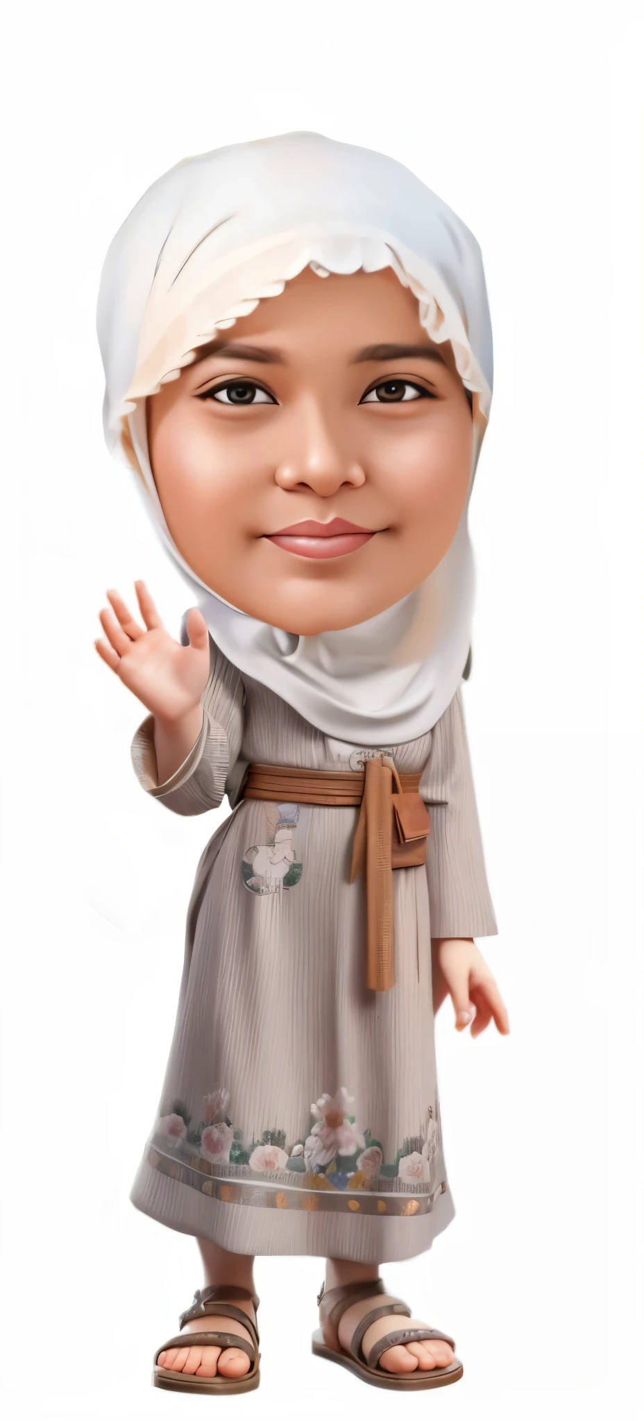a cartoon character of a muslim woman waving her hand, caricature illustration, faridah malik, inspired by Nil Gleyen, in cartoon style, caricature, cartoon portrait, hijab, caricature!!!, chibi, caricature style, charicature, inspired by Basuki Abdullah, arab ameera al-taweel, cute woman, by Nil Gleyen, nft portrait