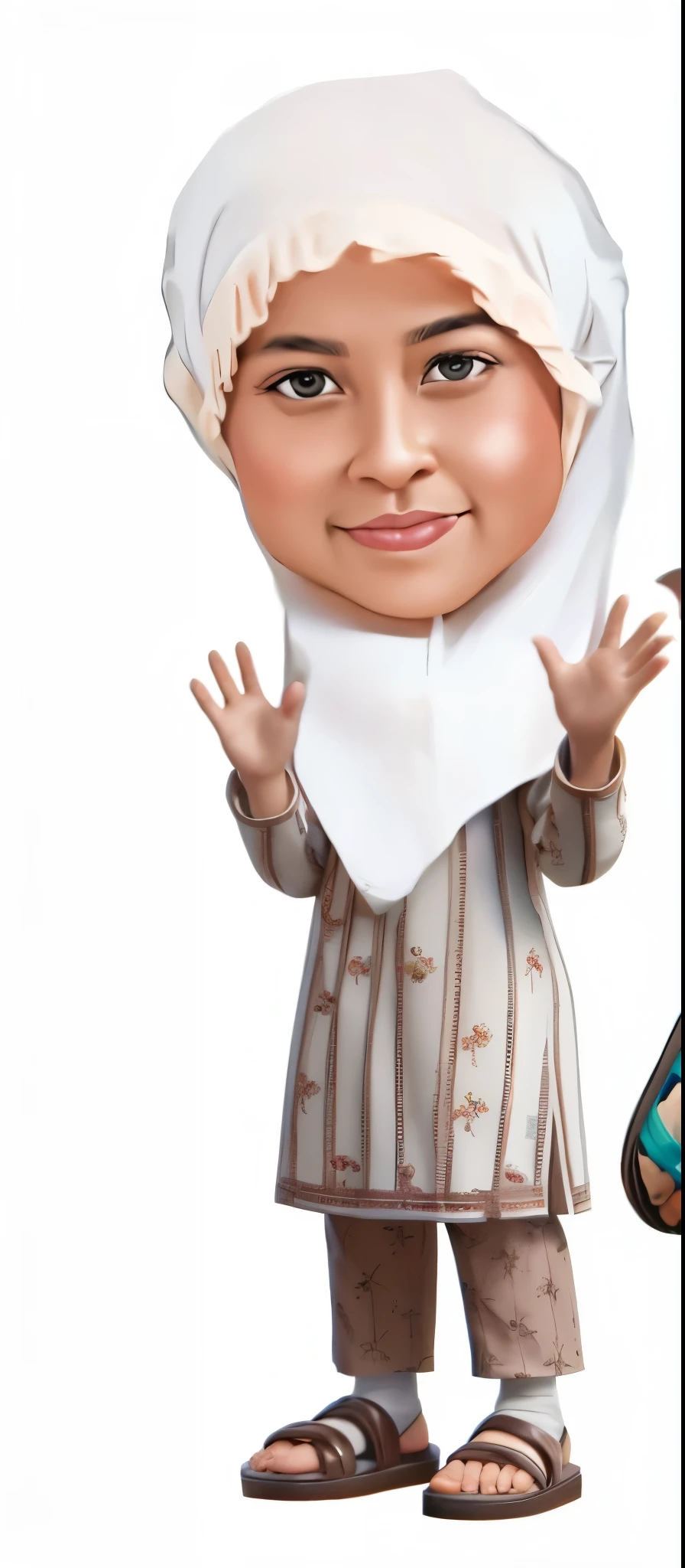 a cartoon character of a muslim woman waving her hand, caricature illustration, faridah malik, inspired by Nil Gleyen, in cartoon style, caricature, cartoon portrait, hijab, caricature!!!, chibi, caricature style, charicature, inspired by Basuki Abdullah, arab ameera al-taweel, cute woman, by Nil Gleyen, nft portrait