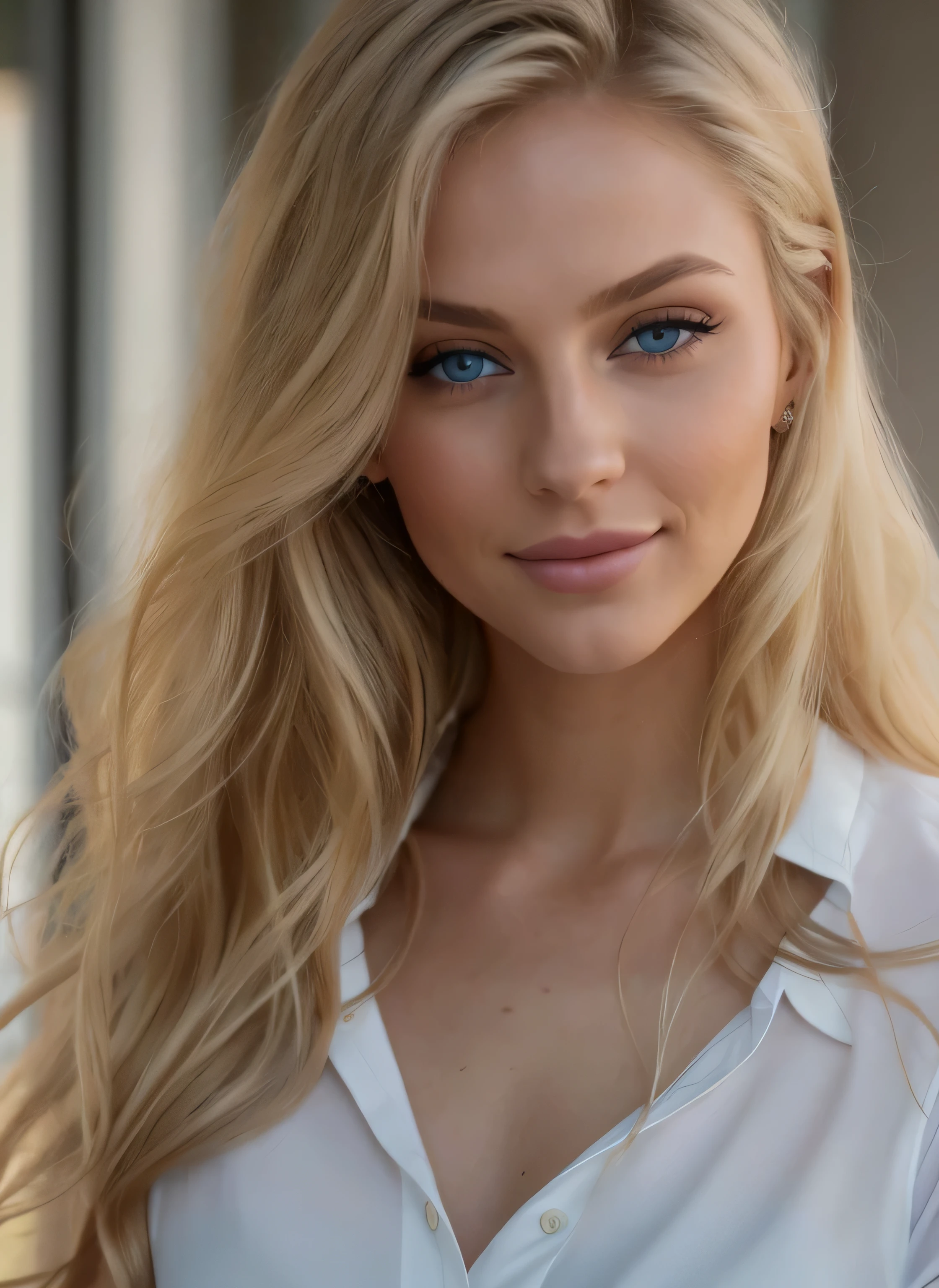 blonde woman with blue eyes and long hair posing for a picture, gorgeous young model, soft portrait shot 8 k, beautiful blonde girl, beautiful female model, beautiful young woman, very beautiful young woman, blonde beautiful young woman, beautiful blonde woman, blonde and attractive features, portrait of a beautiful model, photo of a beautiful woman, beautiful model girl, blonde hair and blue eyes, rich lips, smiling 