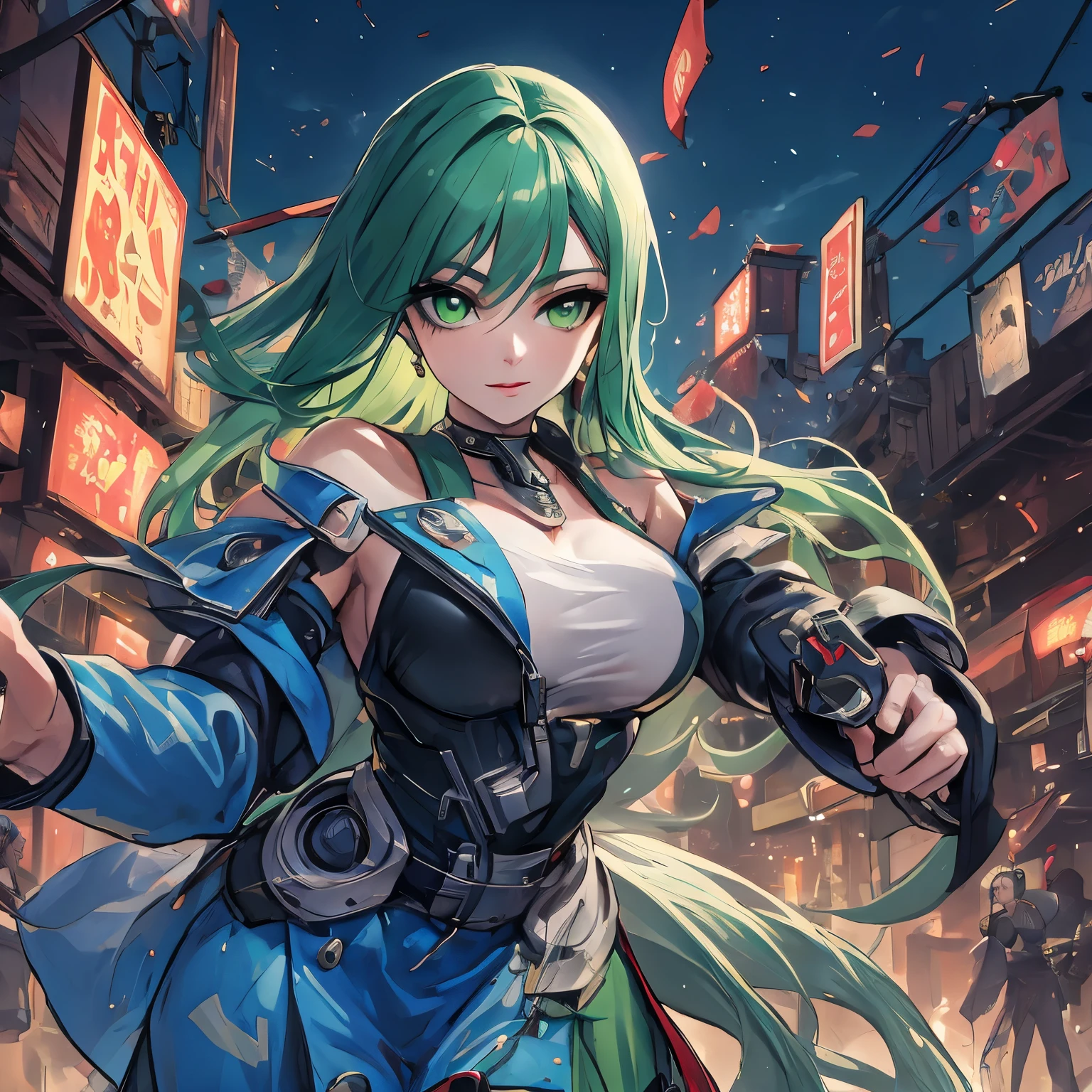 obra de arte,(melhor qualidade),altamente detalhado,ultra-detalhado,1 garota,(mechanicalasas:Ouroen,olhos brilhantes:azul,Ouroenrarmor:1.2,orelhas alongadas:0.8),(cidade cyberpunk:1.5,arma:power blade),(paisagem de fantasia:1.2,natural lighting:1.5,confident expression),(panorama:1.2),mecha, sorriso,Angle,Anjos, asas,Ouro,CRU,fechar-se