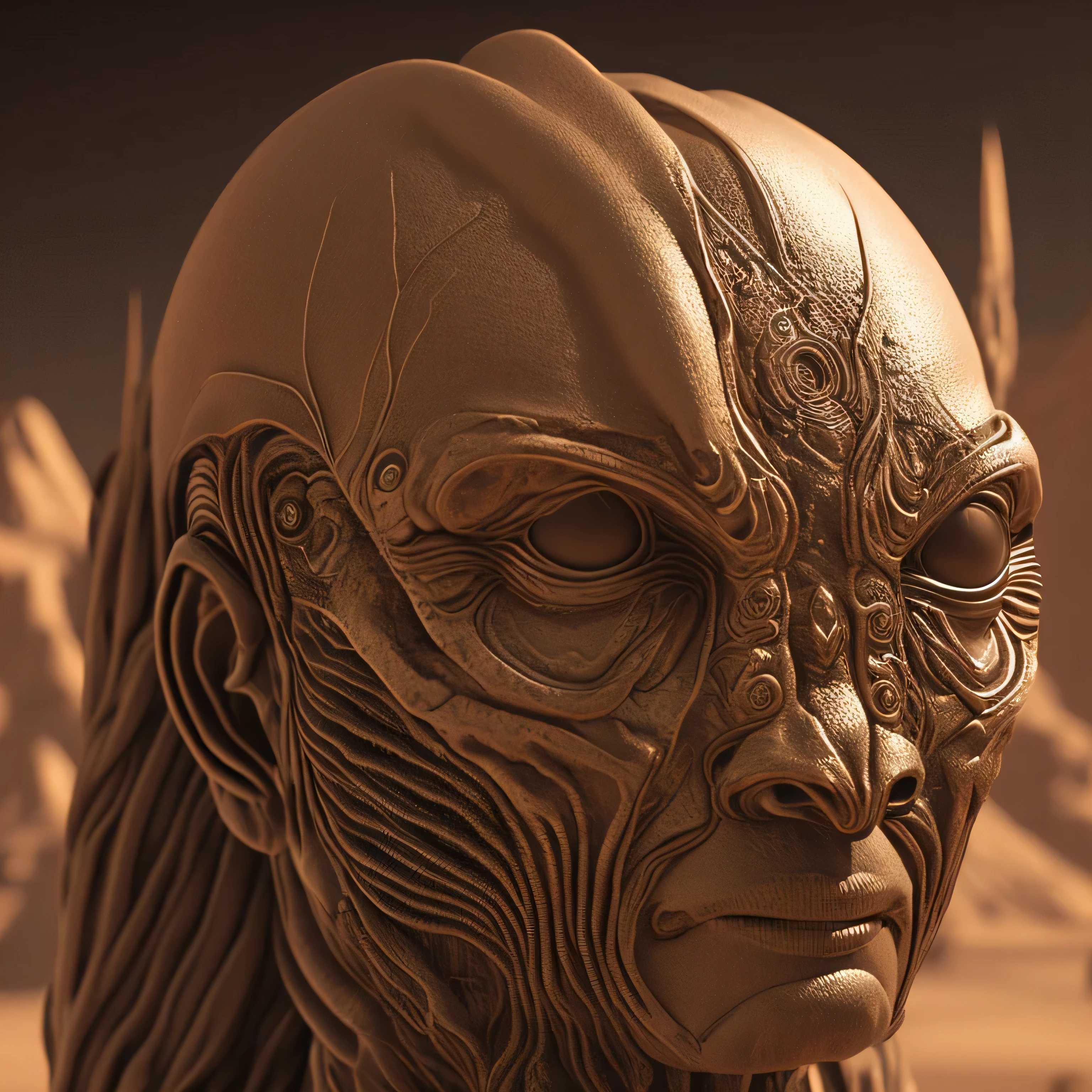 Detalhes em 4K, ansiotropic filter, 3d como, ultra details on real aliens up close, everything sepia and dark, ovnis no vale