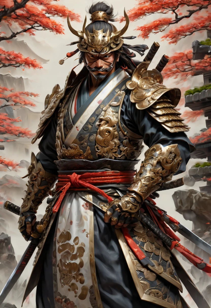 arcane samurai, by Hiroyuki, (best quality, masterpiece, Representative work, official art, Professional, Ultra intricate detailed, 8k)