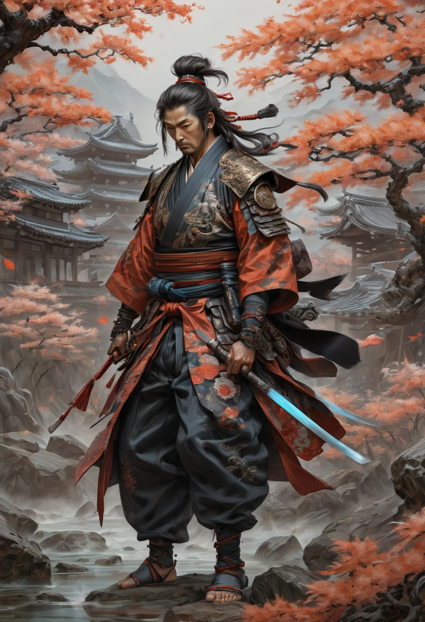 arcane samurai, by Hiroyuki, (best quality, masterpiece, Representative work, official art, Professional, Ultra intricate detailed, 8k)