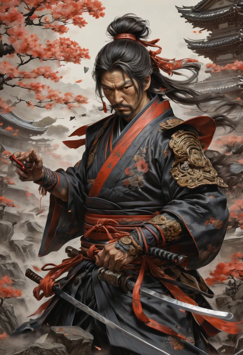 arcane samurai, by Hiroyuki, (best quality, masterpiece, Representative work, official art, Professional, Ultra intricate detailed, 8k)