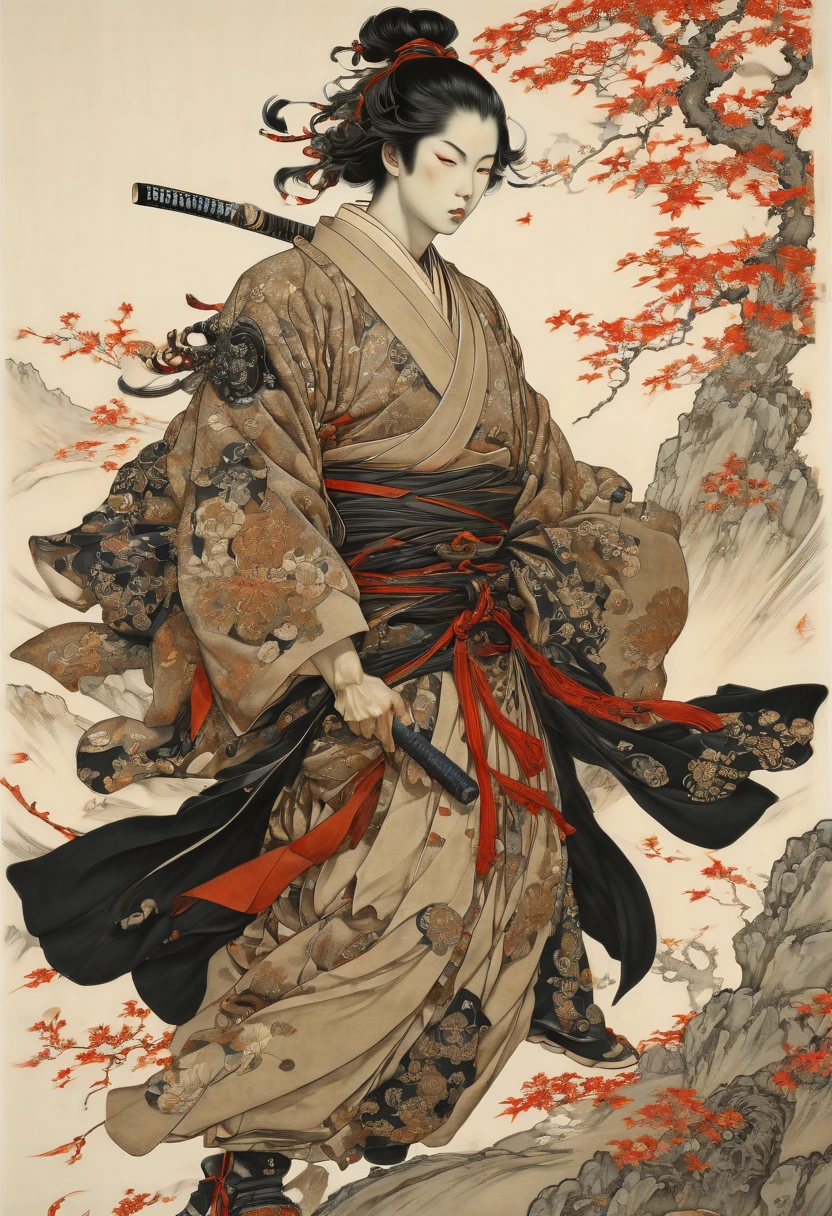 arcane samurai, by Takato Yamamoto, (best quality, masterpiece, Representative work, official art, Professional, Ultra intricate detailed, 8k)