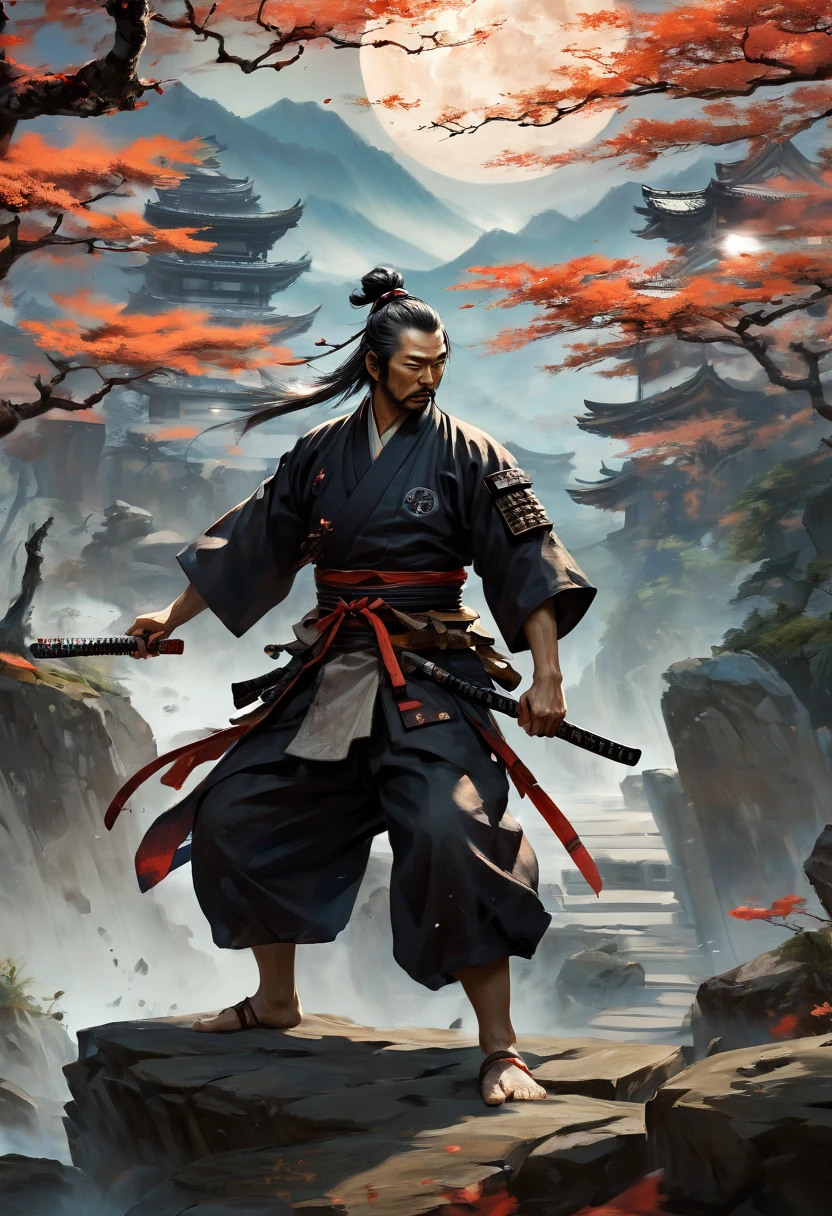 ancient dreamscape, arcane samurai, by Miyamoto Musashi, best quality, masterpiece, 8k