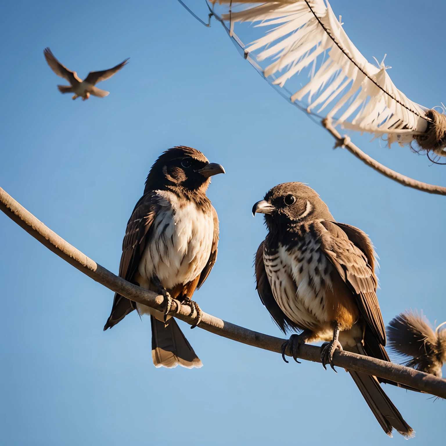 Two birds on a wire