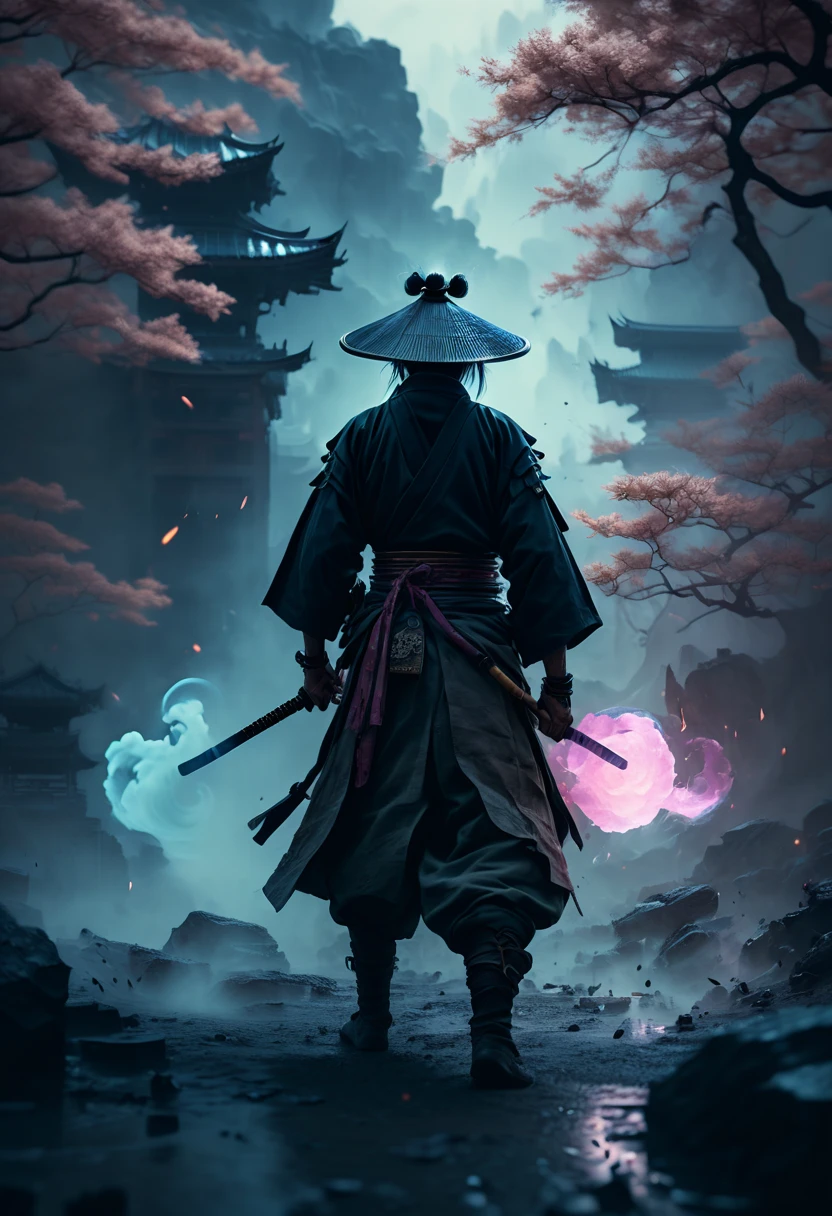 ancient dreamscape, arcane samurai, fantasy art, surreal, ethereal, mystical haze, magical timestream, powerful magic, overwhelming power, cataclysmic spell, mysterious, cinematic film still, (best quality, masterpiece, Representative work, official art, Professional, Ultra intricate detailed, 8k:1.3)