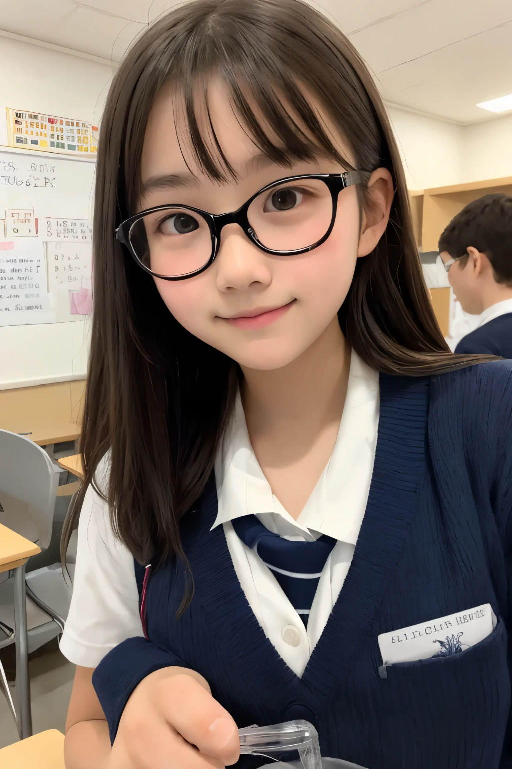 single layer glasses one girl junior high school student school serious