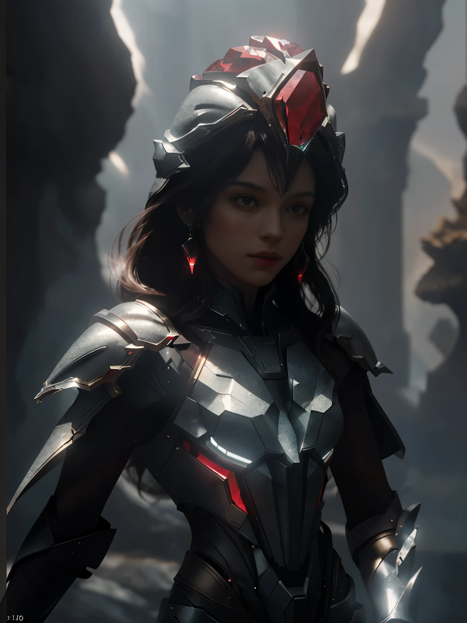 world style，Armor girl，Crystal material（3D rendered armor，refractive index：1.76 - 1.78，Albedo：0.03 - 0.05，ambient light：Between 20-50，color：deep red, Medium saturation，Type of light：ambient light：1.2，Light source color：Northern Lights，Light source intensity：between 1 - 2，Light source direction：Adjust the position and direction of the light source appropriately according to the shape and material of the object，Number of light sources：2 - 3 light sources
）Crystal exoskeleton，red cloak，beautiful female knight，detailed fantasy art，red crystal armor，（red crystal：15），（red 0.5），（crystal texture：1.5），smooth surface，high transparency，HD晰度，Texture and details inside the material，Piezoelectric effect，逆Piezoelectric effect，Optical diffraction，amazing armor，2.5D CGI fantasy artwork， 4K detail fantasy，high detail, Surrealism, Cubism, Constructivism, chiaroscuro, Ray tracing, backlight, Stereo view, light, UHD, retina, masterpiece, precise, anatomically correct, high resolution, best quality, textured skin, HD, 4k