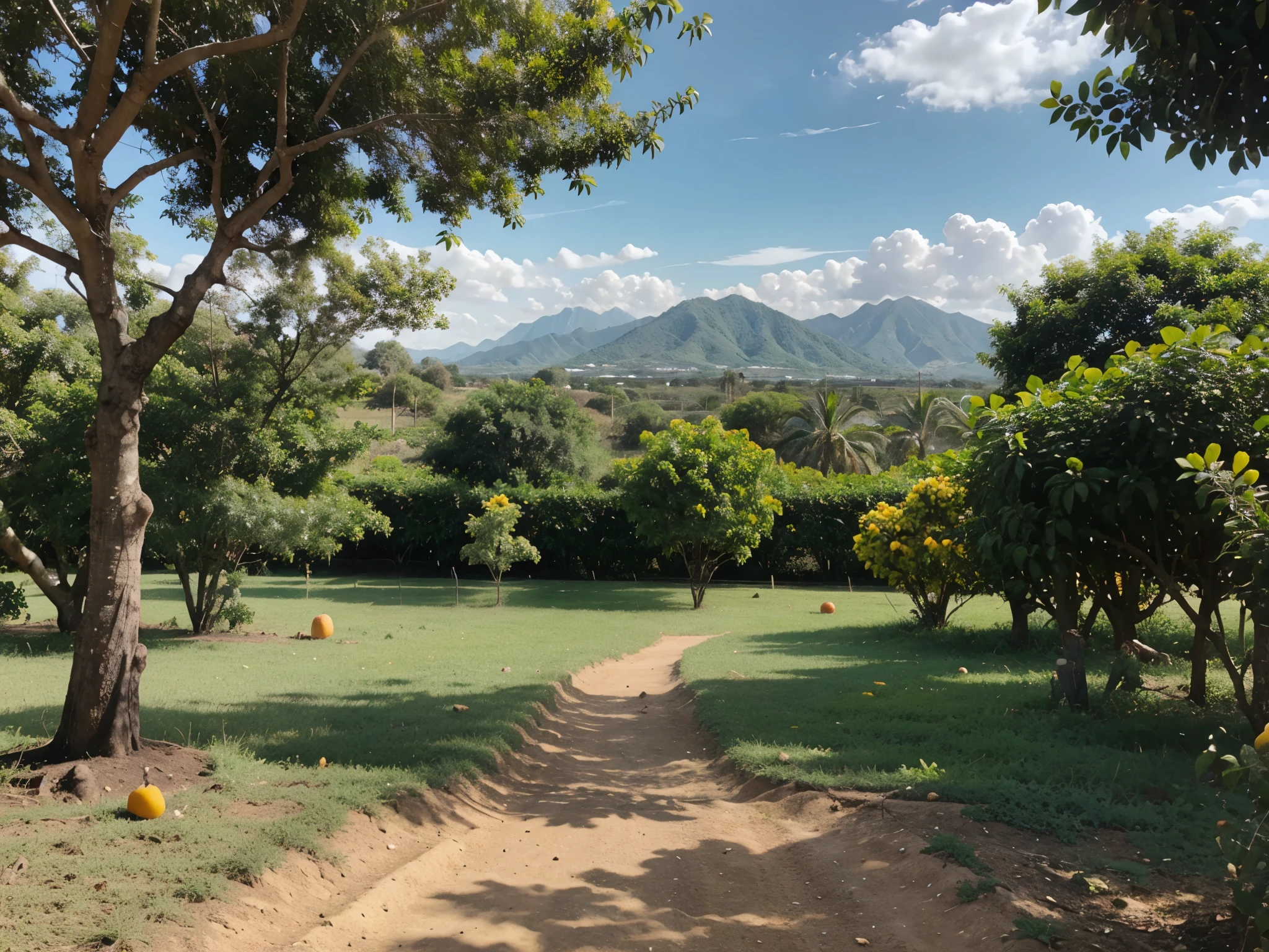 Landscape with Mango trees and Squash