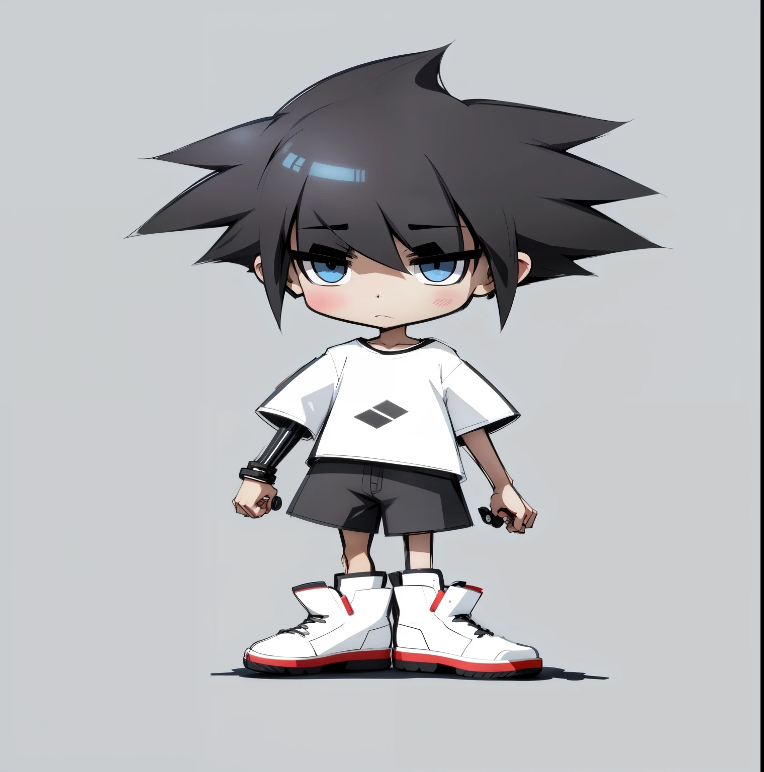 A cartoon boy with black hair and white shirt, 2 d anime style, anime styled 3d, anime style character, stylized anime, 2D style, anime stylization, Anime Boy, clean detailed anime style, in an anime style, anime style. 8k, flat anime style shading, anime characters, in anime style, 2022 anime style