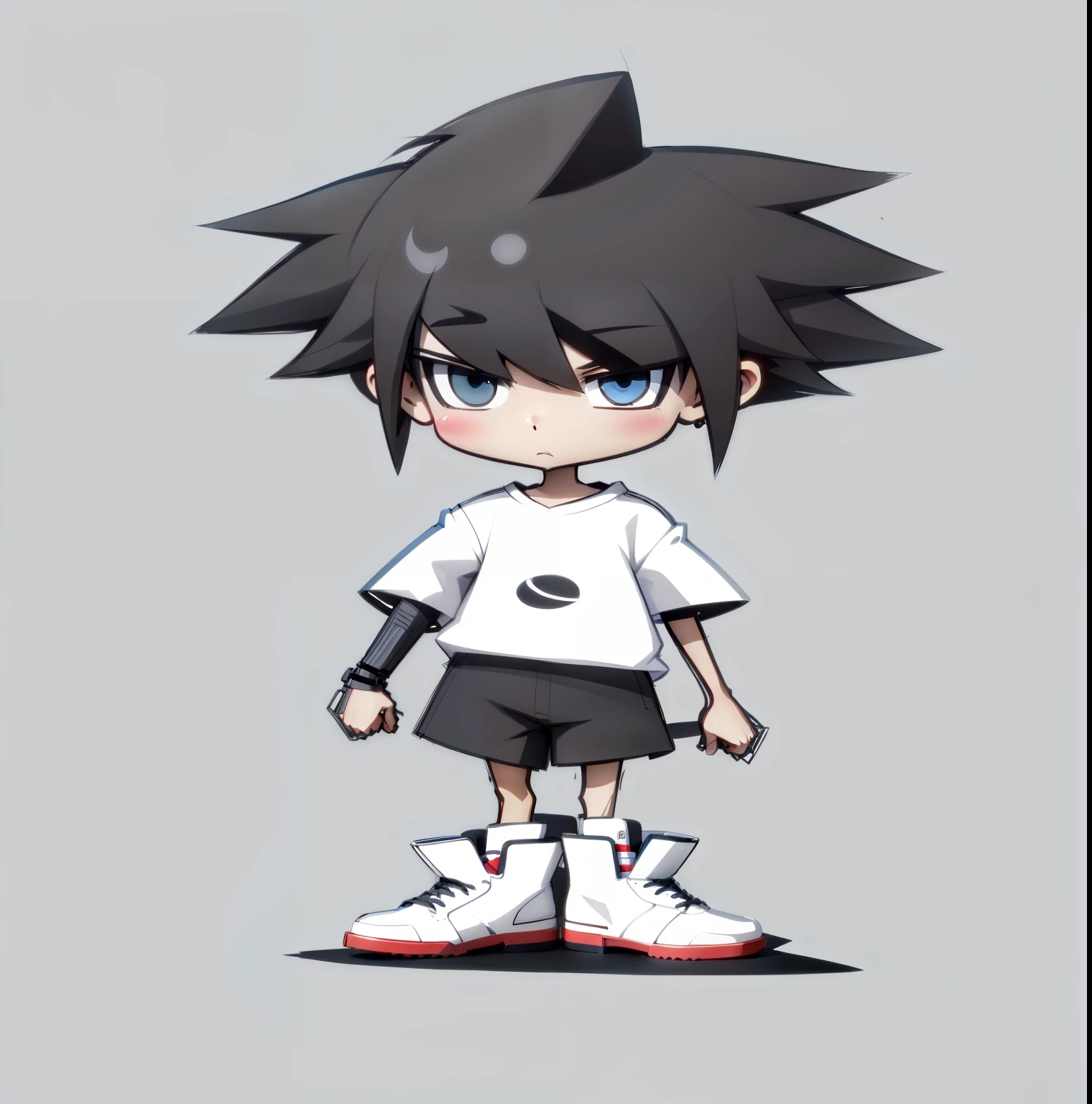 A cartoon boy with black hair and white shirt, 2 d anime style, anime styled 3d, anime style character, stylized anime, 2D style, anime stylization, Anime Boy, clean detailed anime style, in an anime style, anime style. 8k, flat anime style shading, anime characters, in anime style, 2022 anime style